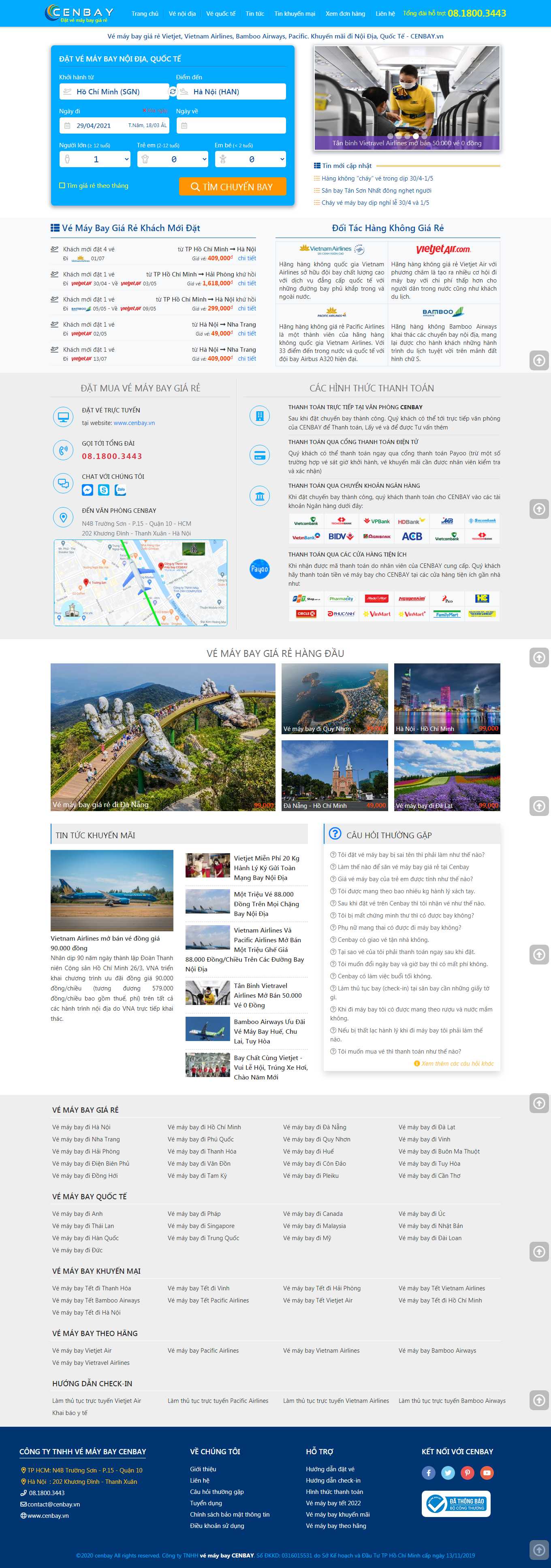 Thiết kế Website Web bán vé máy bay - wwwcenbayvn