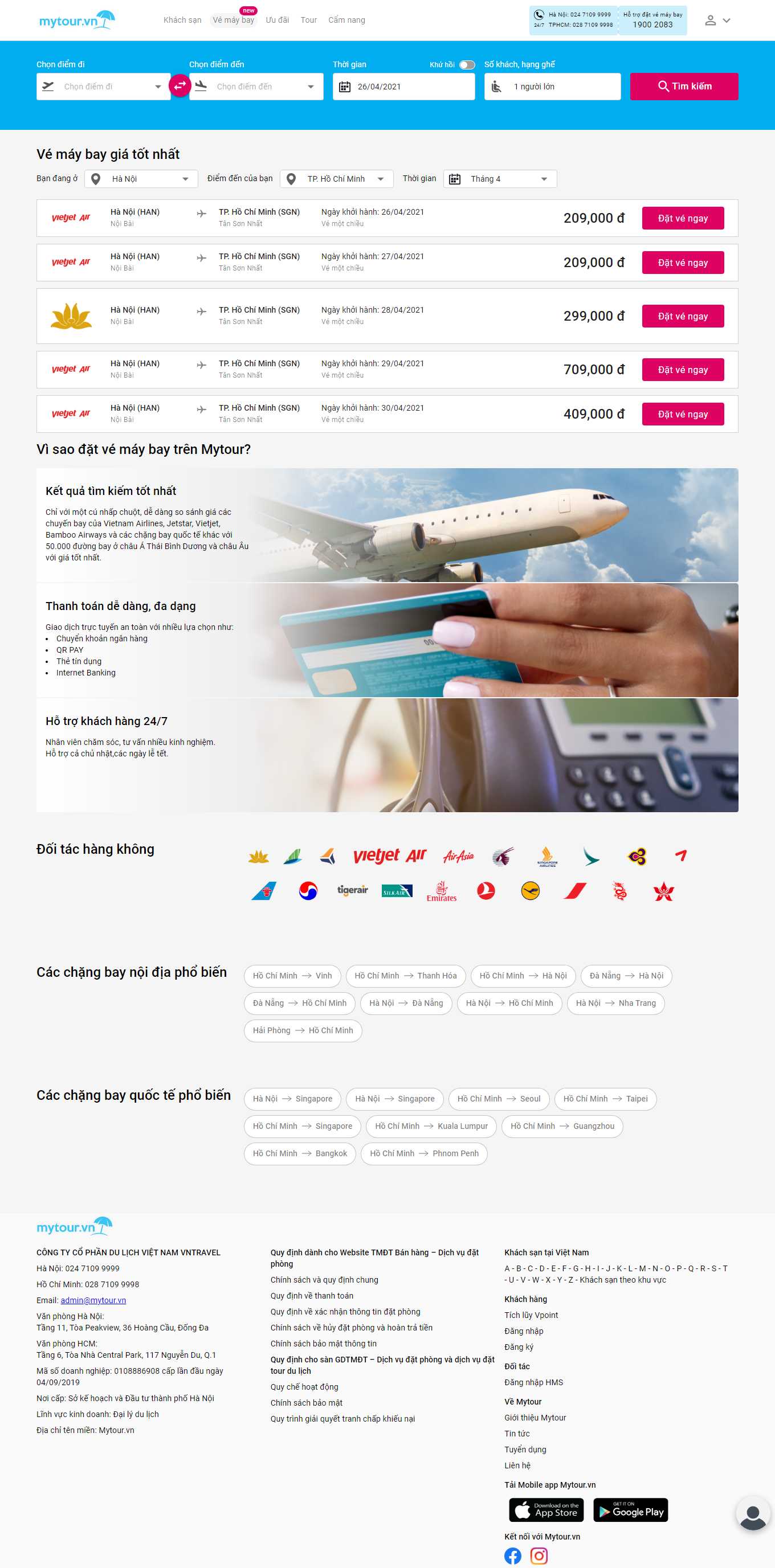 Thiết kế Website Web bán vé máy bay - vemaybaymytourvn