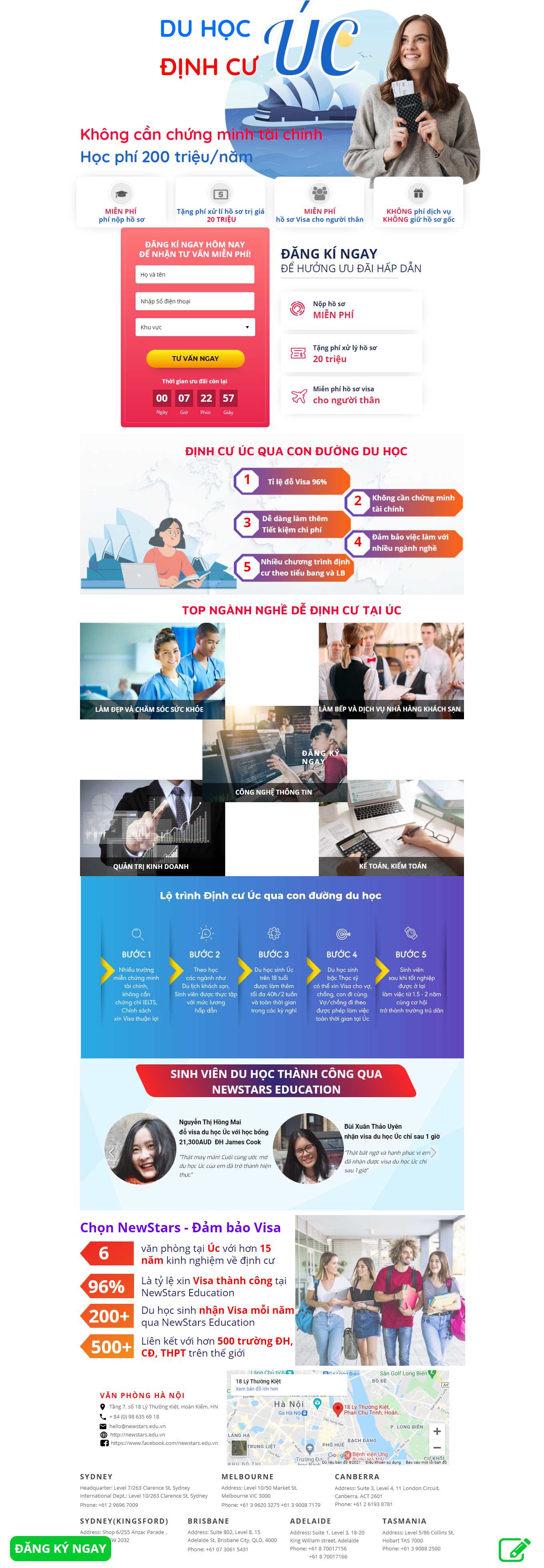 Thiết kế Website Web tư vấn du học - duhocucnewstarseduvn