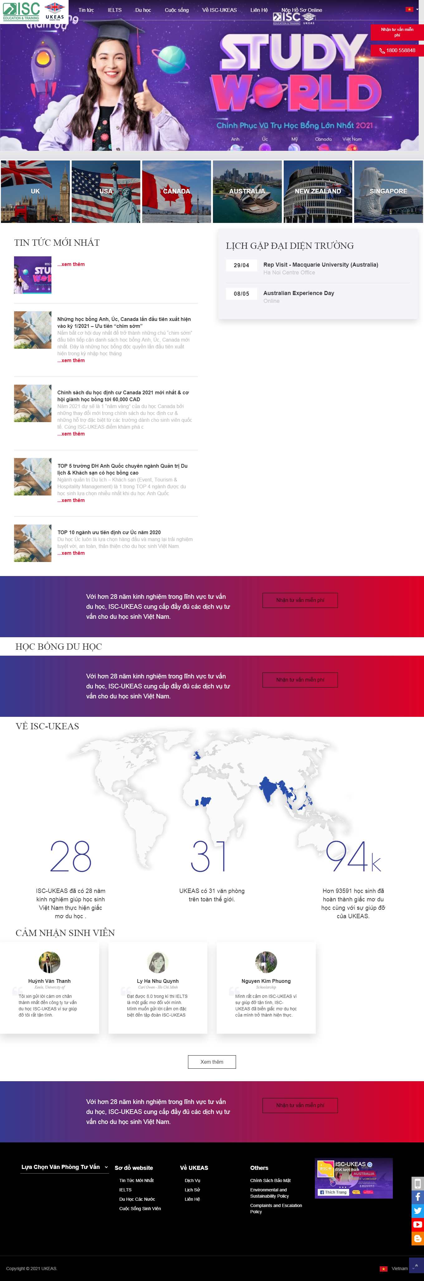 Thiết kế Website Web tư vấn du học - wwwisc-ukeascom