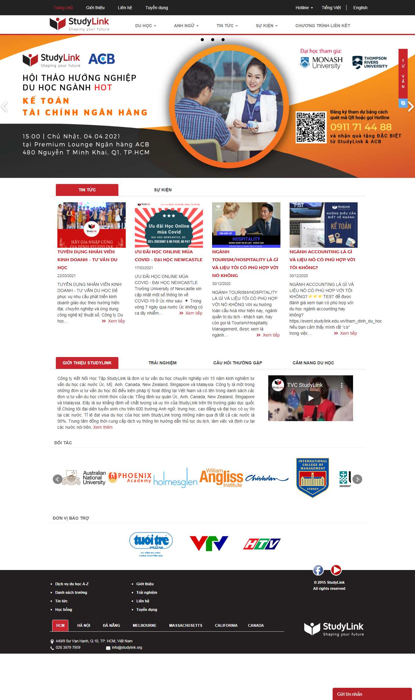 Thiết kế Website Web tư vấn du học - studylinkorg