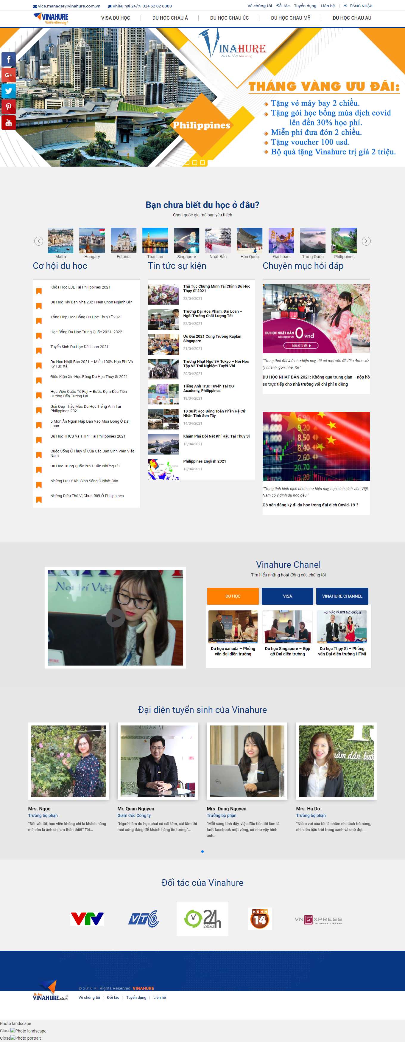 Thiết kế Website Web tư vấn du học - duhocvinahureeduvn