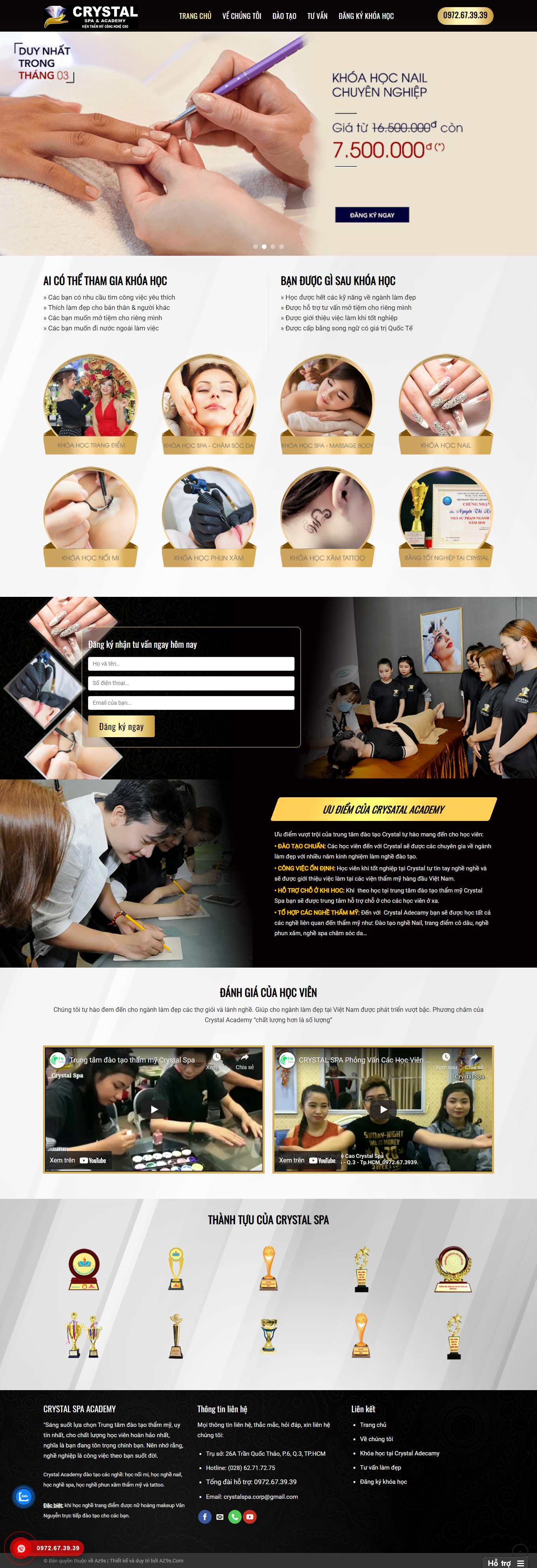 Thiết kế Website Web spa - crystalspaeduvn