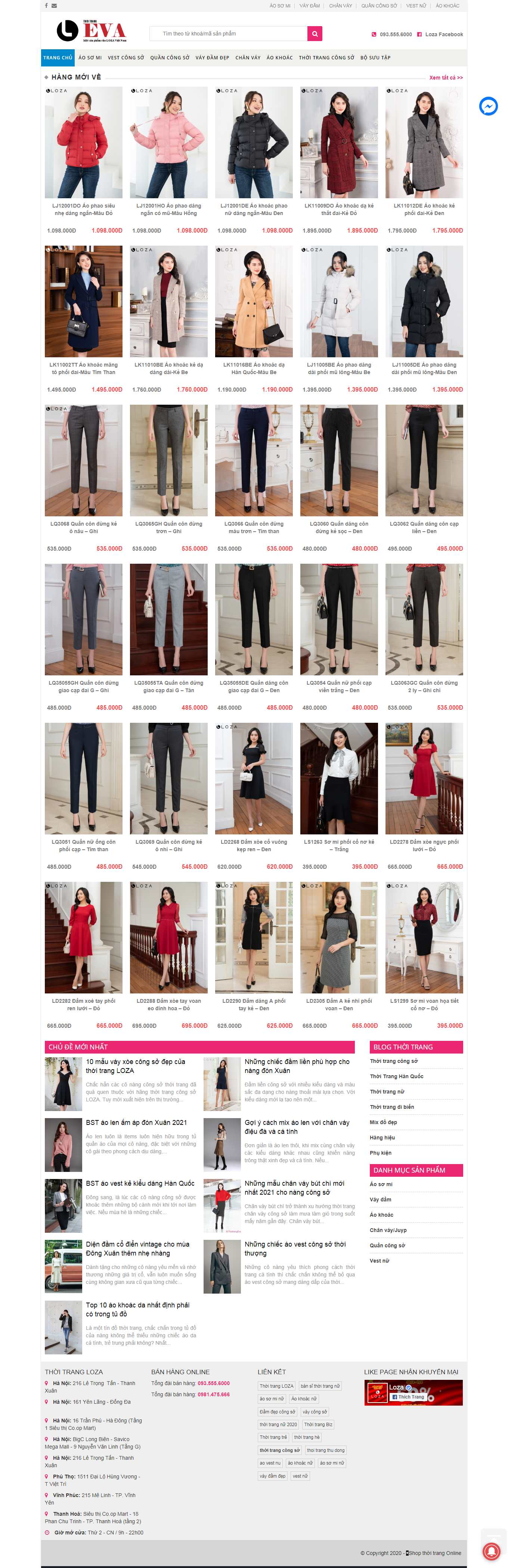 Thiết kế Website Web bán quần áo - thoitrangevavn
