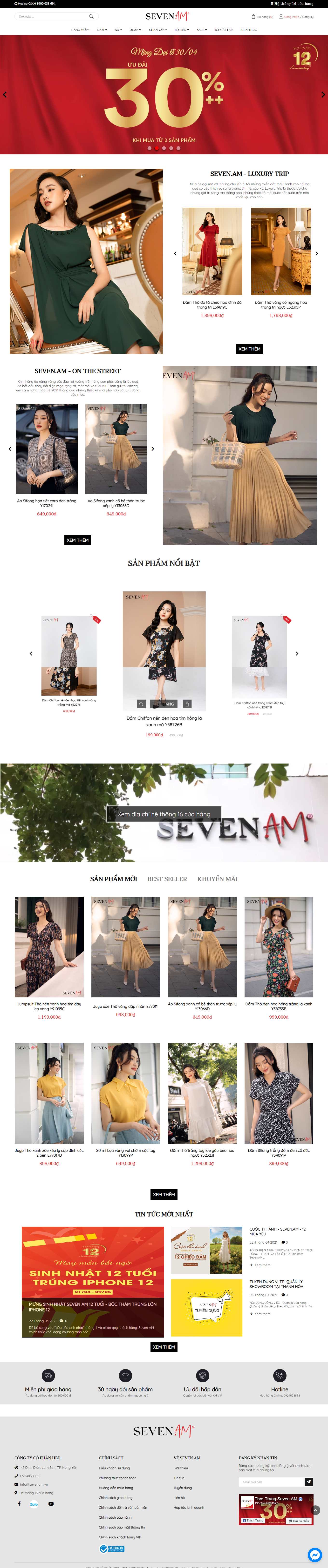 Thiết kế Website Web bán quần áo - sevenamvn