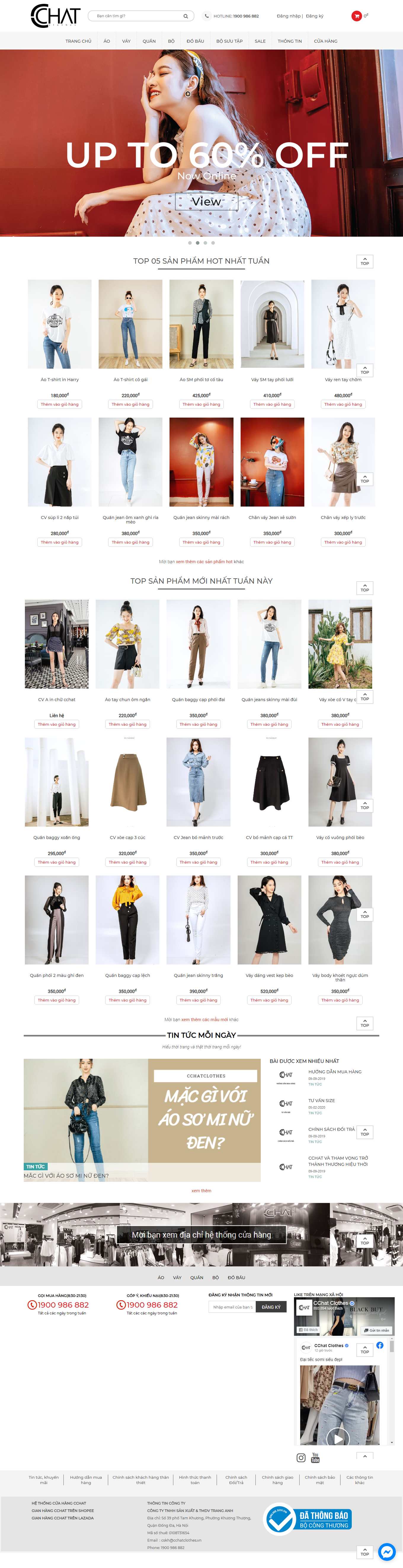 Thiết kế Website Web bán quần áo - cchatclothesvn