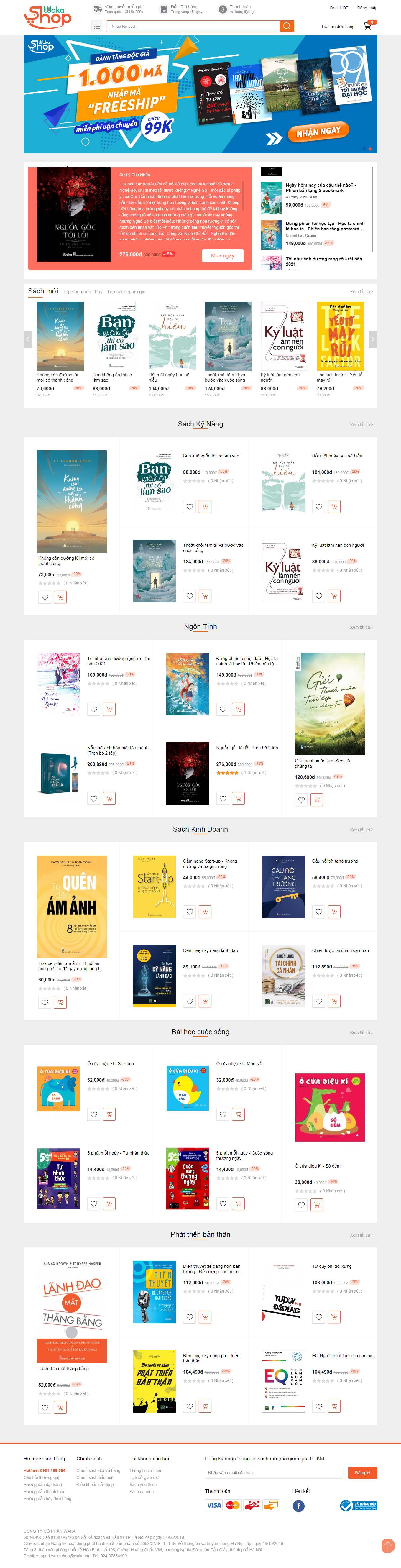 [ngocchinhshop] Thiết kế Website Web bán sách trực tuyến - shopwakavn