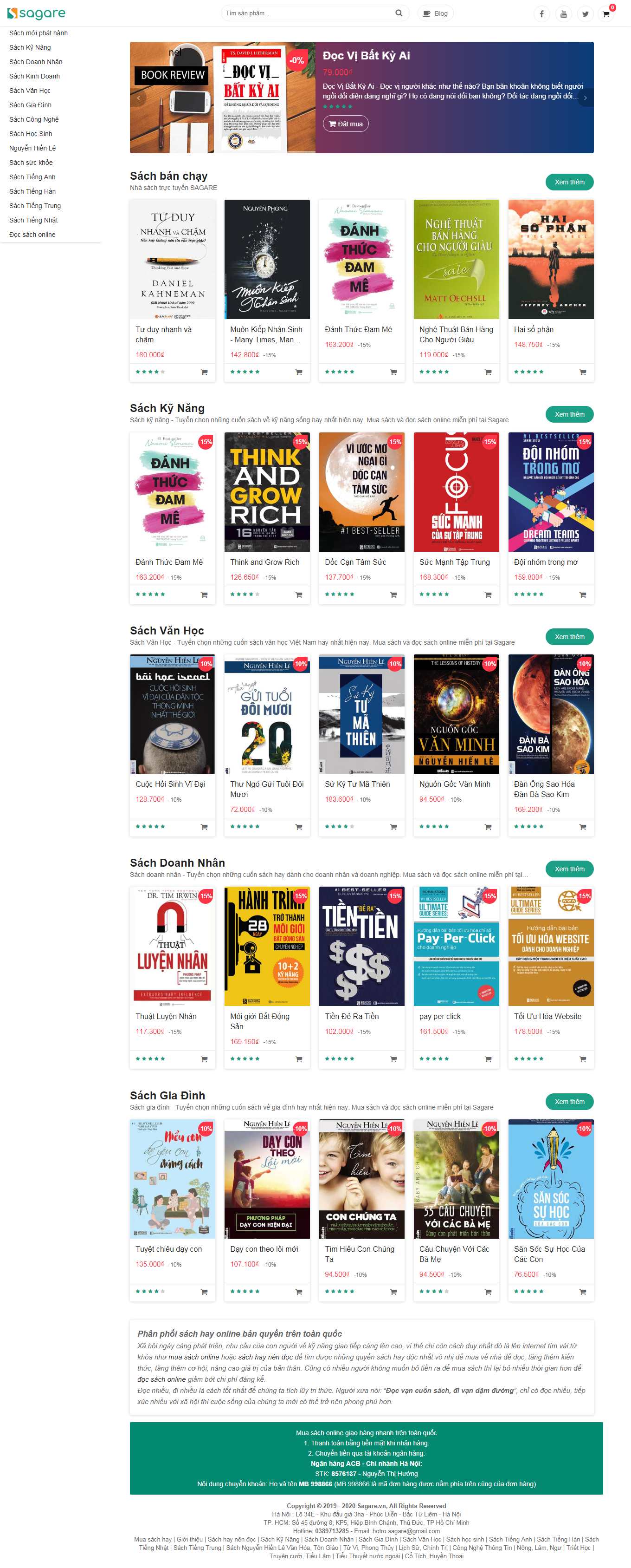 [ngocchinhshop] Thiết kế Website Web bán sách trực tuyến - sagarevn