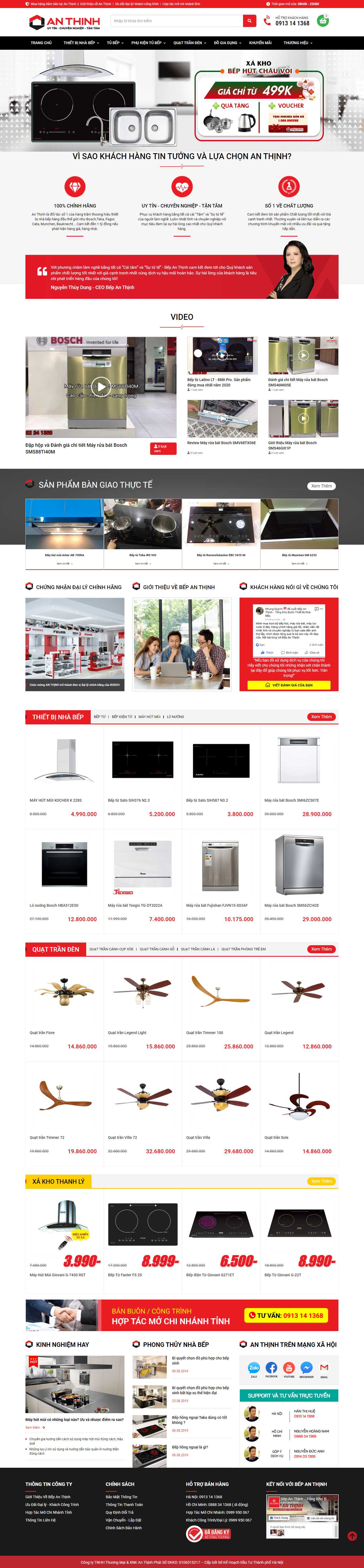 [beponline24h] Thiết kế Website Web bán bếp từ đẹp - bepanthinhcom