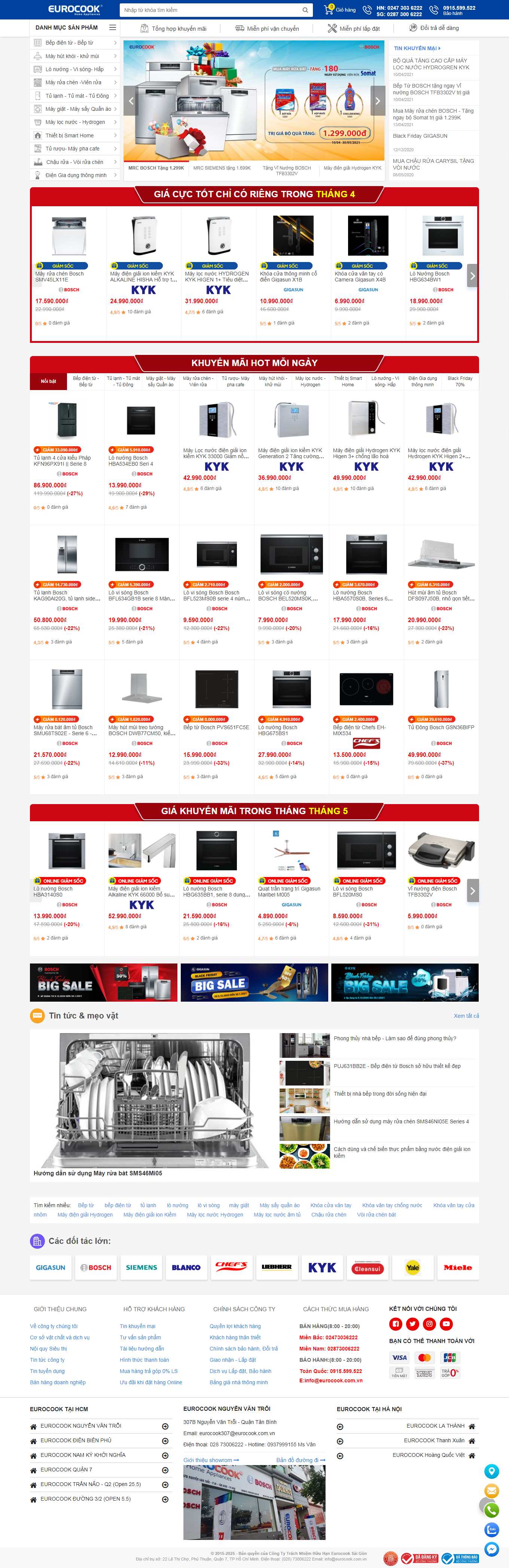 [beponline24h] Thiết kế Website Web bán bếp từ đẹp - eurocookcomvn