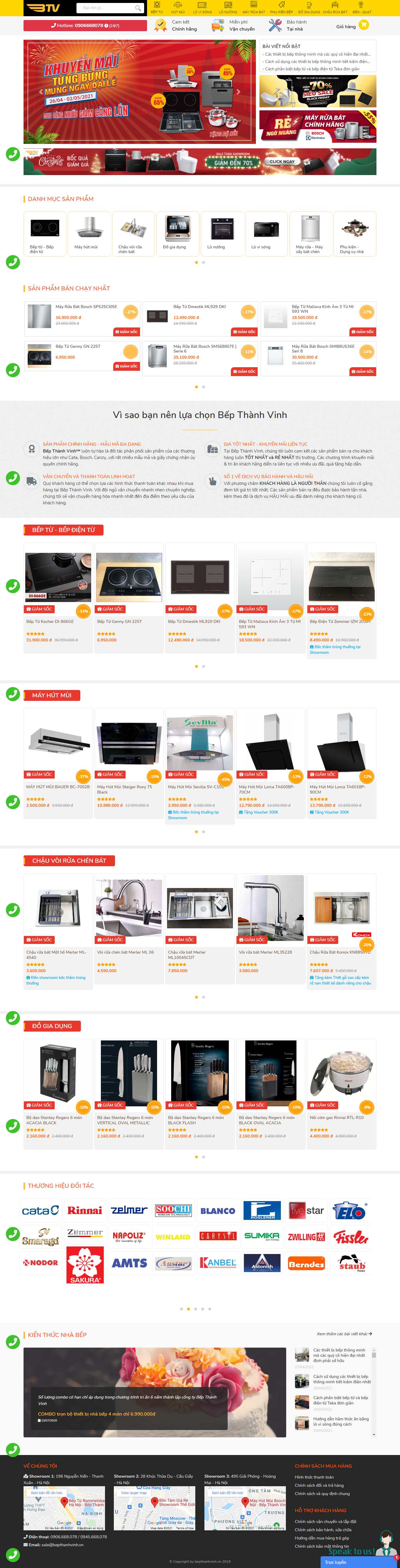 [beponline24h] Thiết kế Website Web bán bếp từ đẹp - bepthanhvinhvn