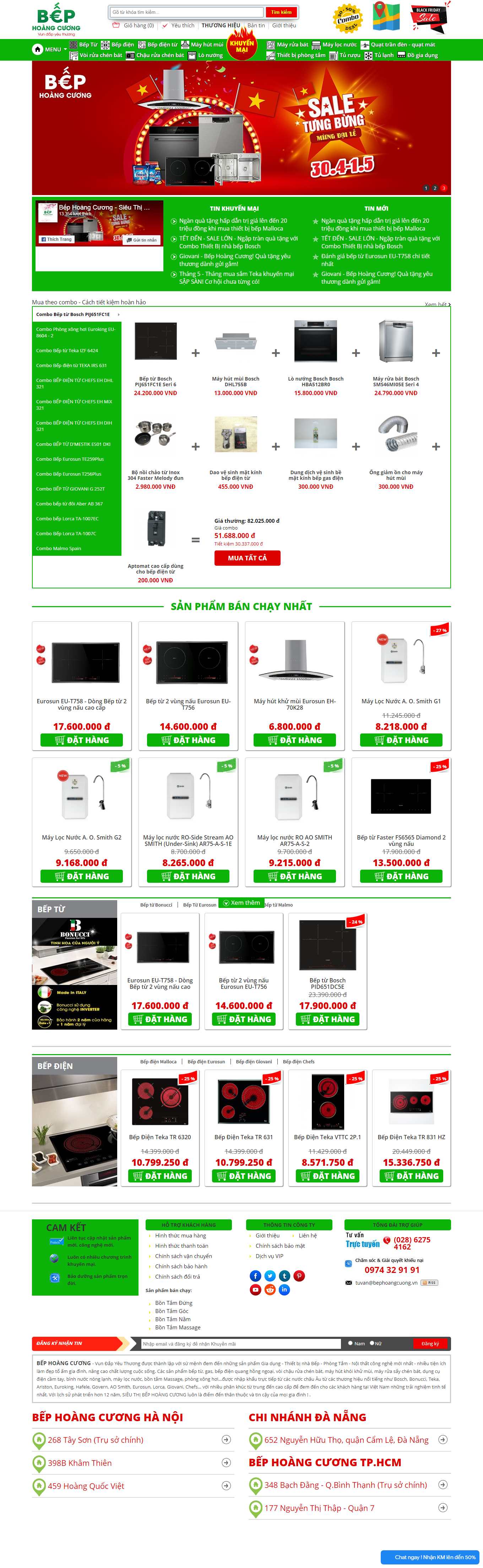 [beponline24h] Thiết kế Website Web bán bếp từ đẹp - bephoangcuongvn