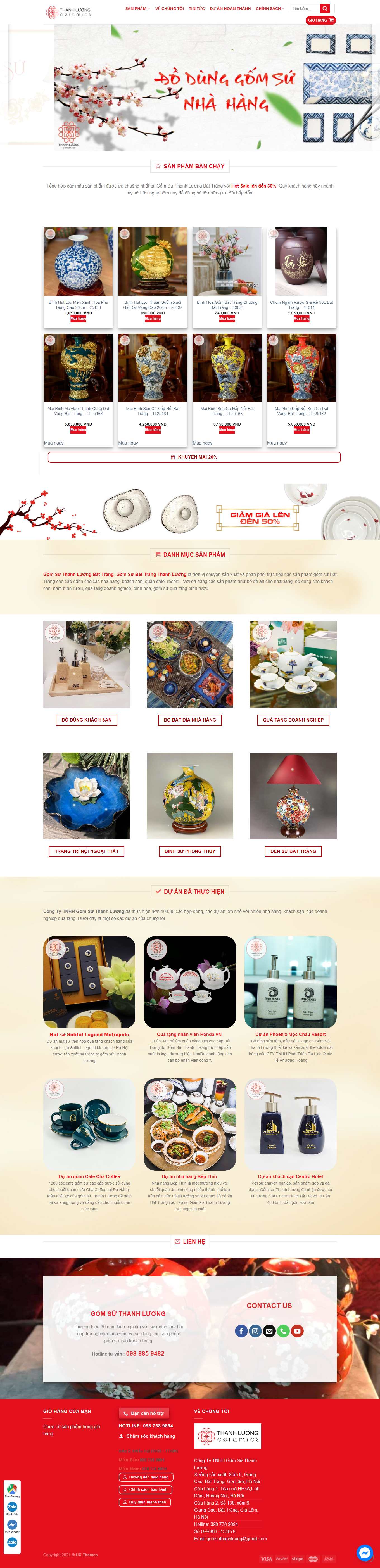 [gom10] Thiết kế Website Web bán đồ gốm sứ - gomsuthanhluongcom