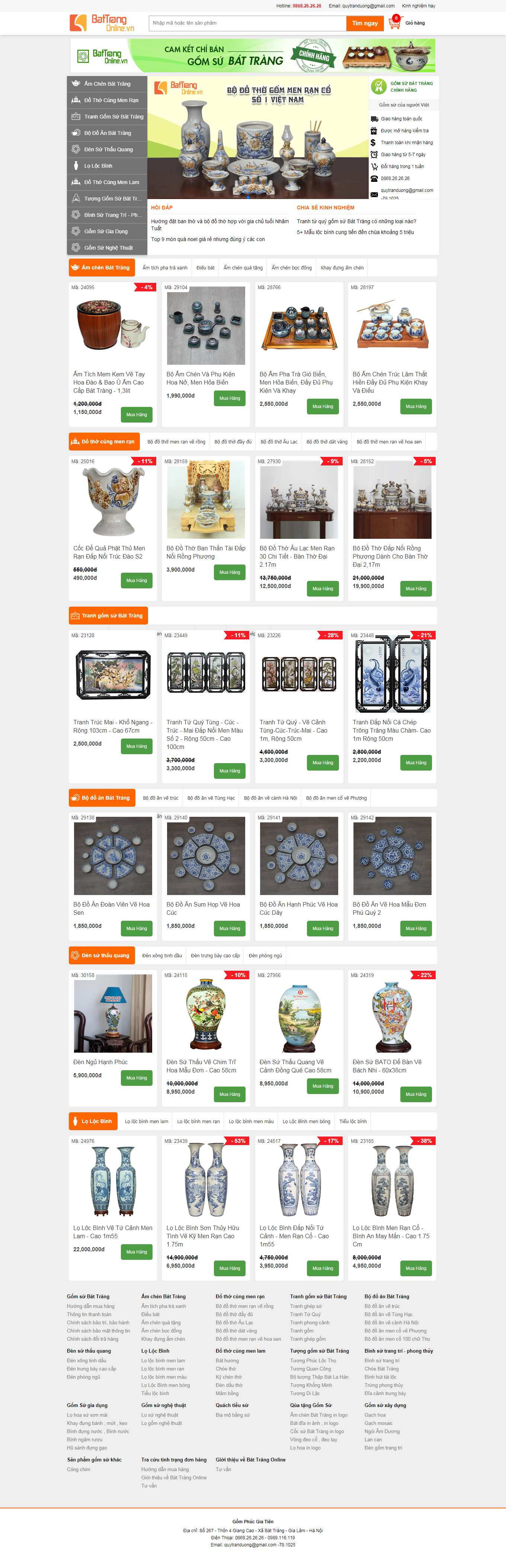 [gom10] Thiết kế Website Web bán đồ gốm sứ - battrangonlinevn