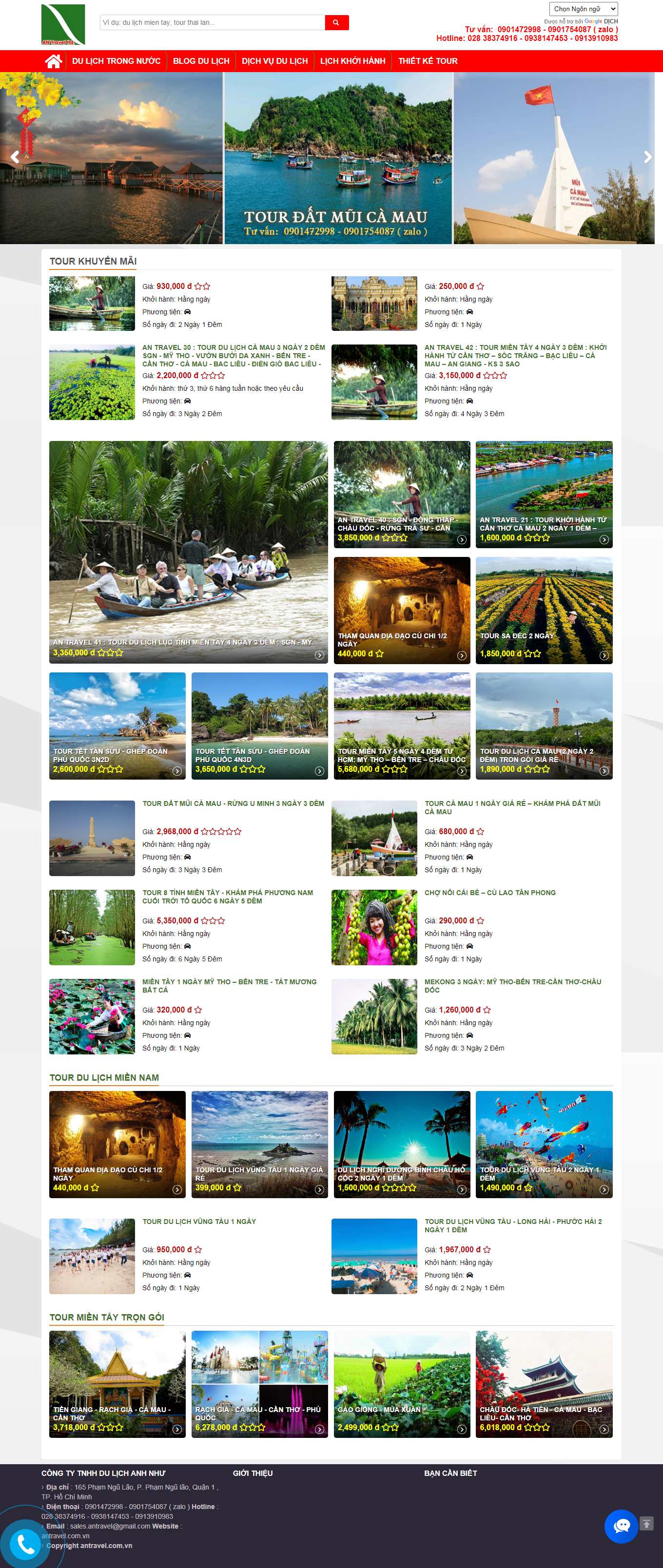 [dulichvtv] Thiết kế Website Web du lịch tour - antravelcomvn