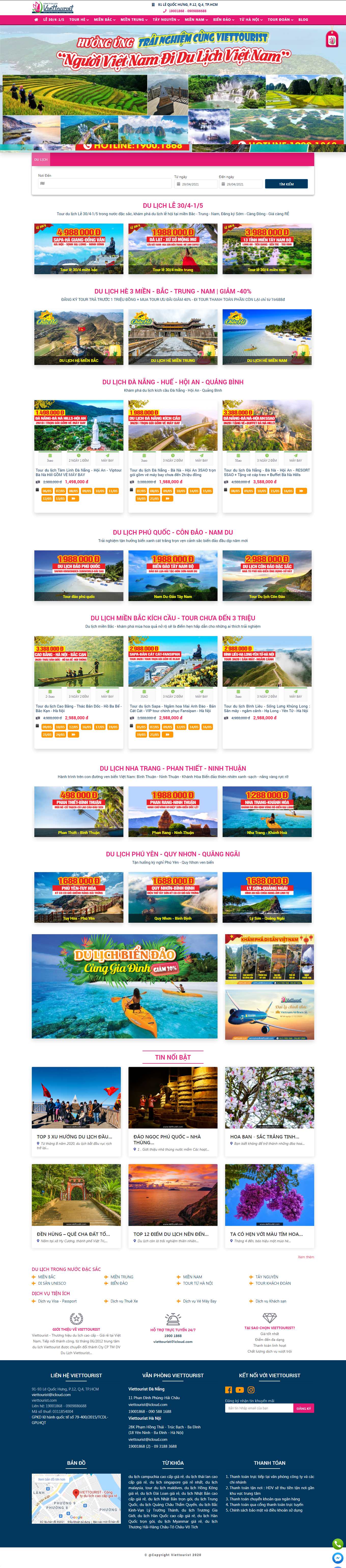 [dulichvtv] Thiết kế Website Web du lịch tour - viettouristcom