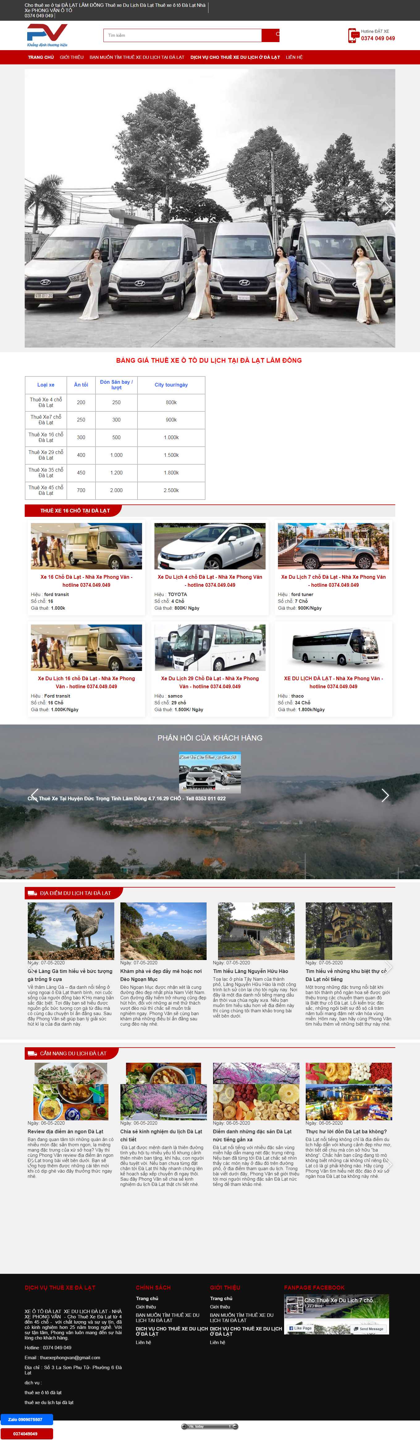 [hoanghaitravel] Thiết kế Website Web cho thuê xe ô tô - chothuexeotodalatcom