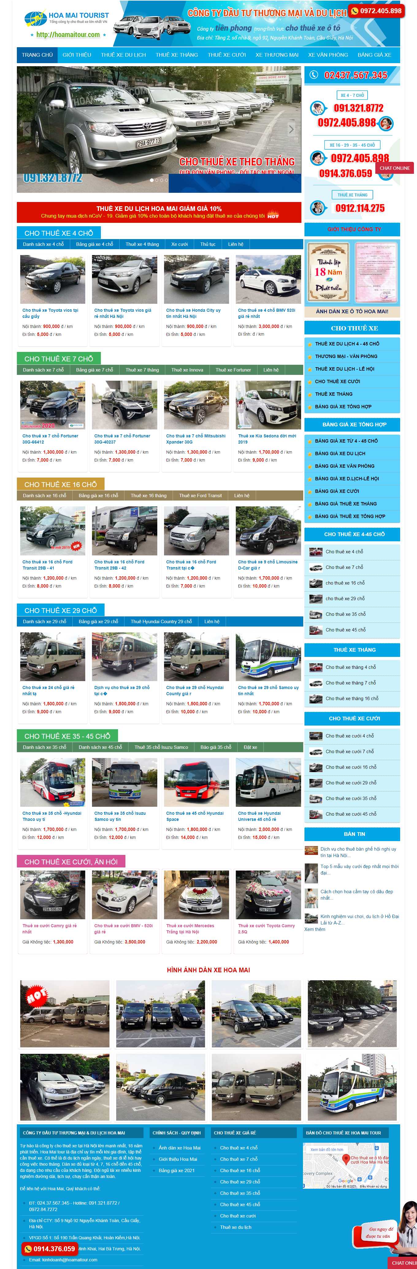 [hoanghaitravel] Thiết kế Website Web cho thuê xe ô tô - hoamaitourcom