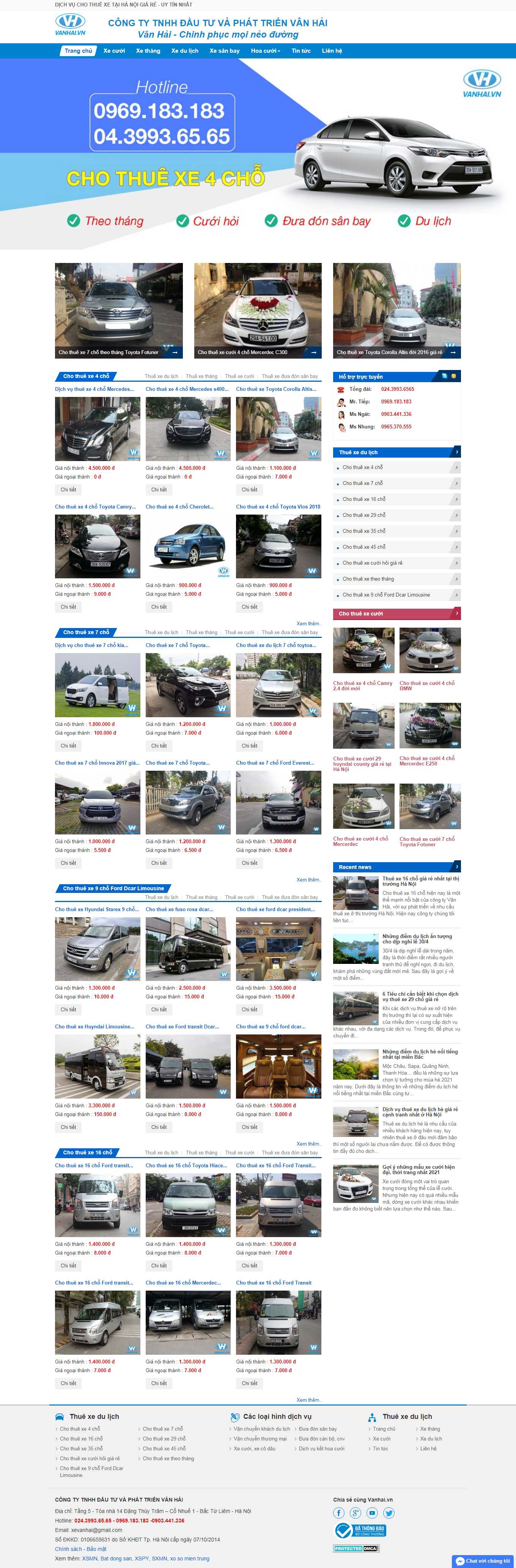 [hoanghaitravel] Thiết kế Website Web cho thuê xe ô tô - vanhaivn