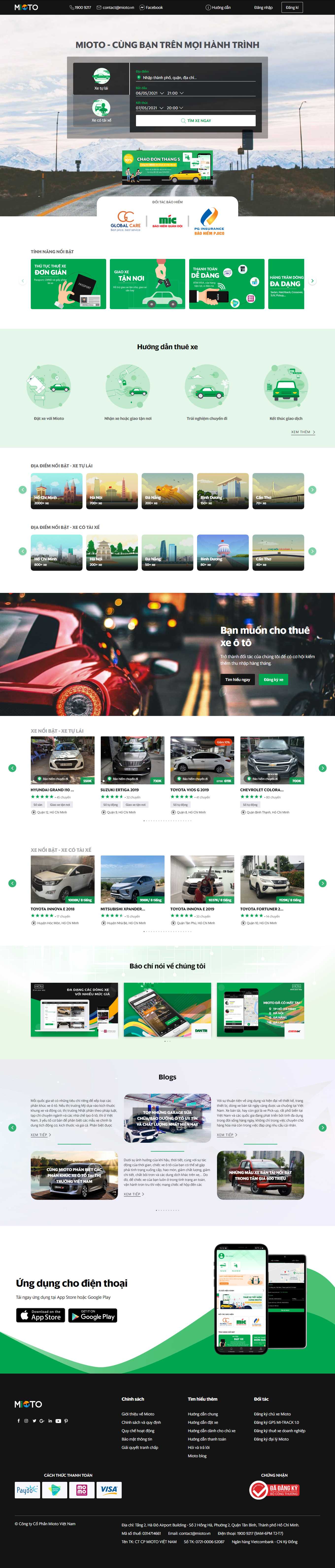 [hoanghaitravel] Thiết kế Website Web cho thuê xe ô tô - wwwmiotovn