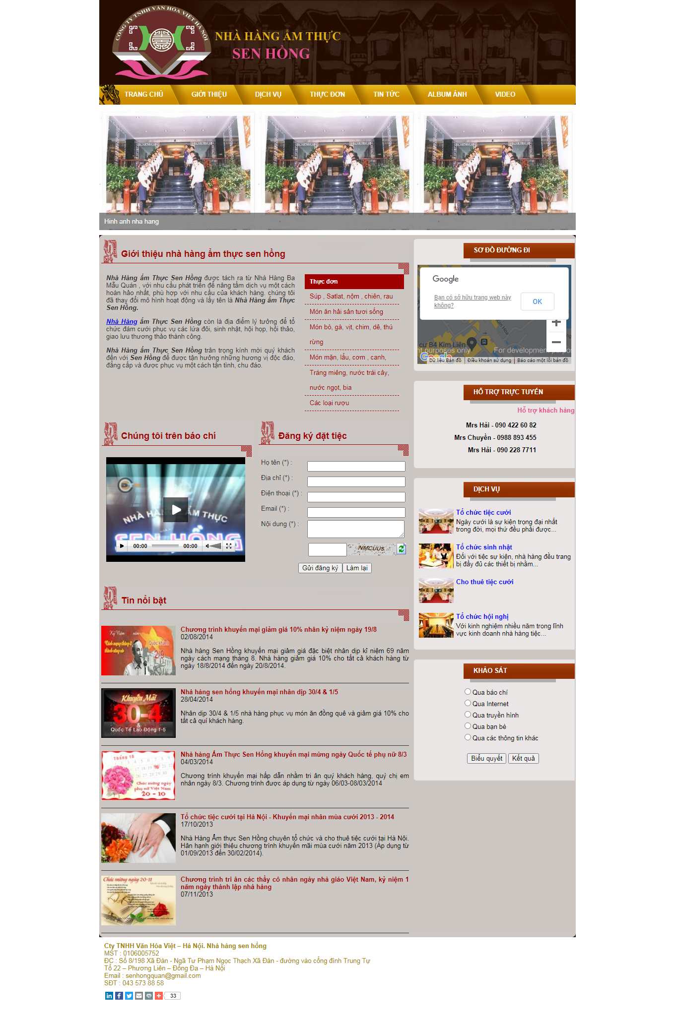 [launamhoangpho] Thiết kế Website Web Nhà hàng Quán cafe Quán ăn - wwwnhahangsenhongvn