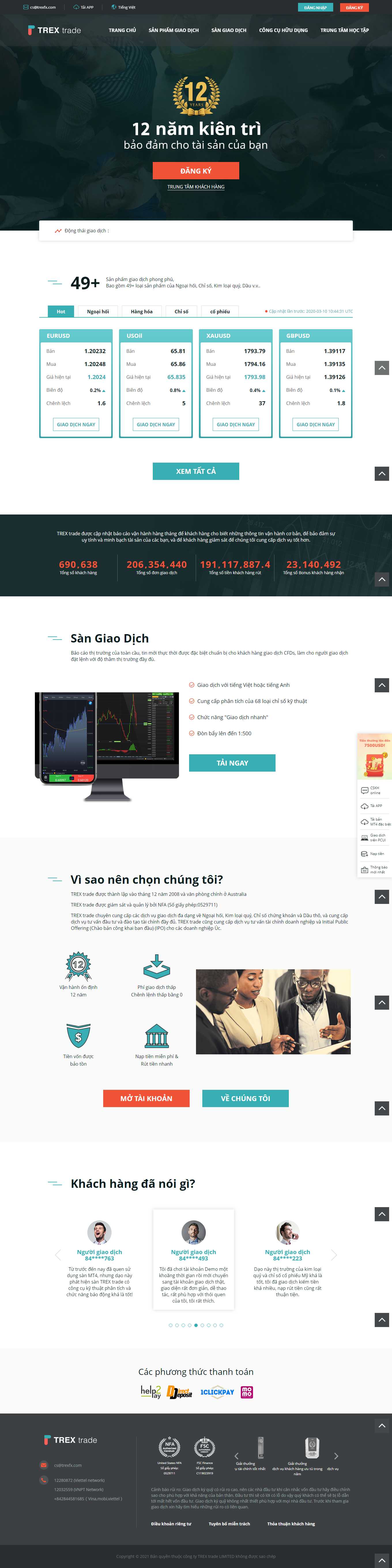 Thiết kế Website Web Chứng khoán Tài chính Forex - wwwtrexfxcom