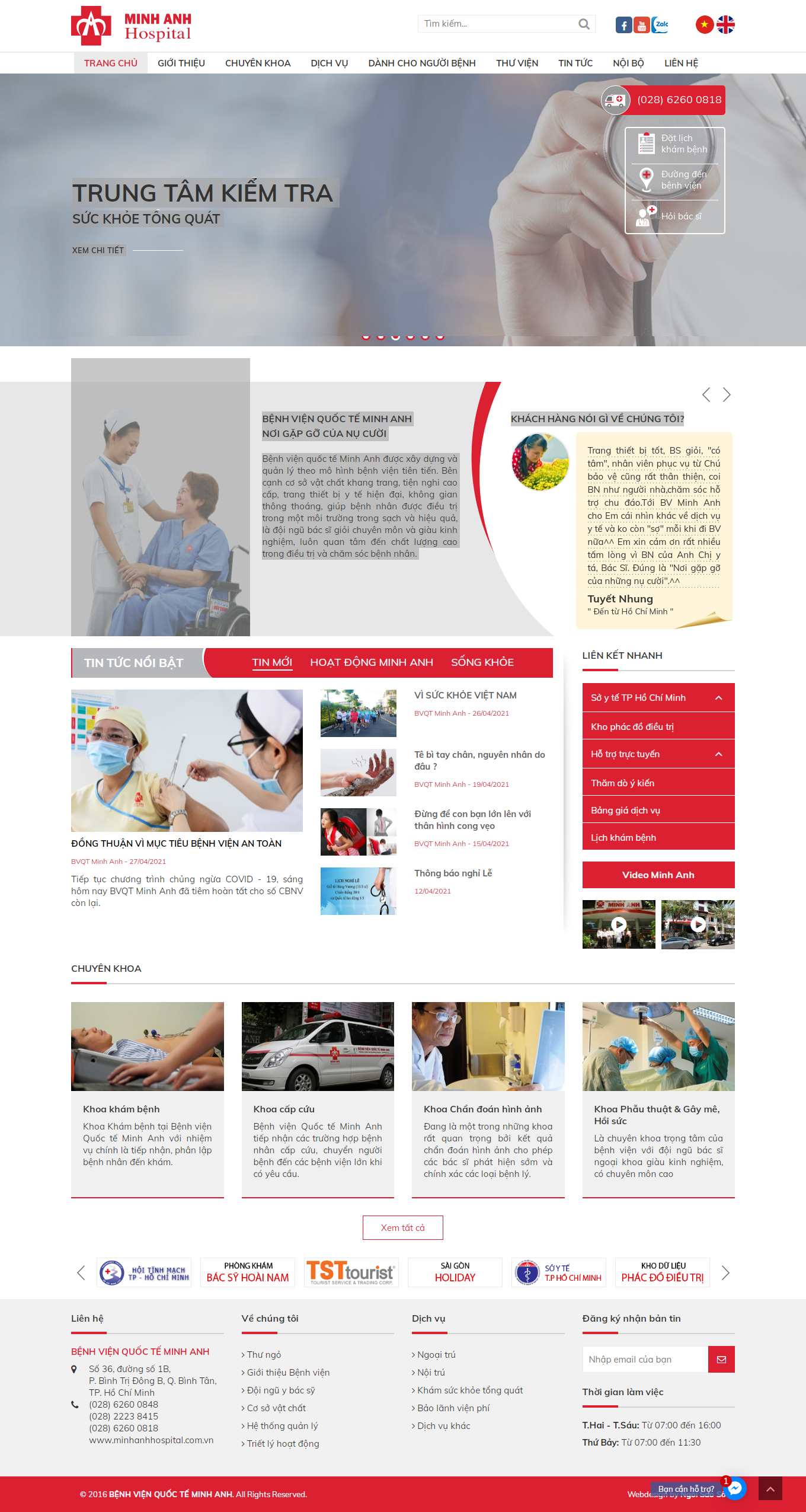 Thiết kế Website Web Sức Khỏe Y Tế Dược - wwwminhanhhospitalcomvn