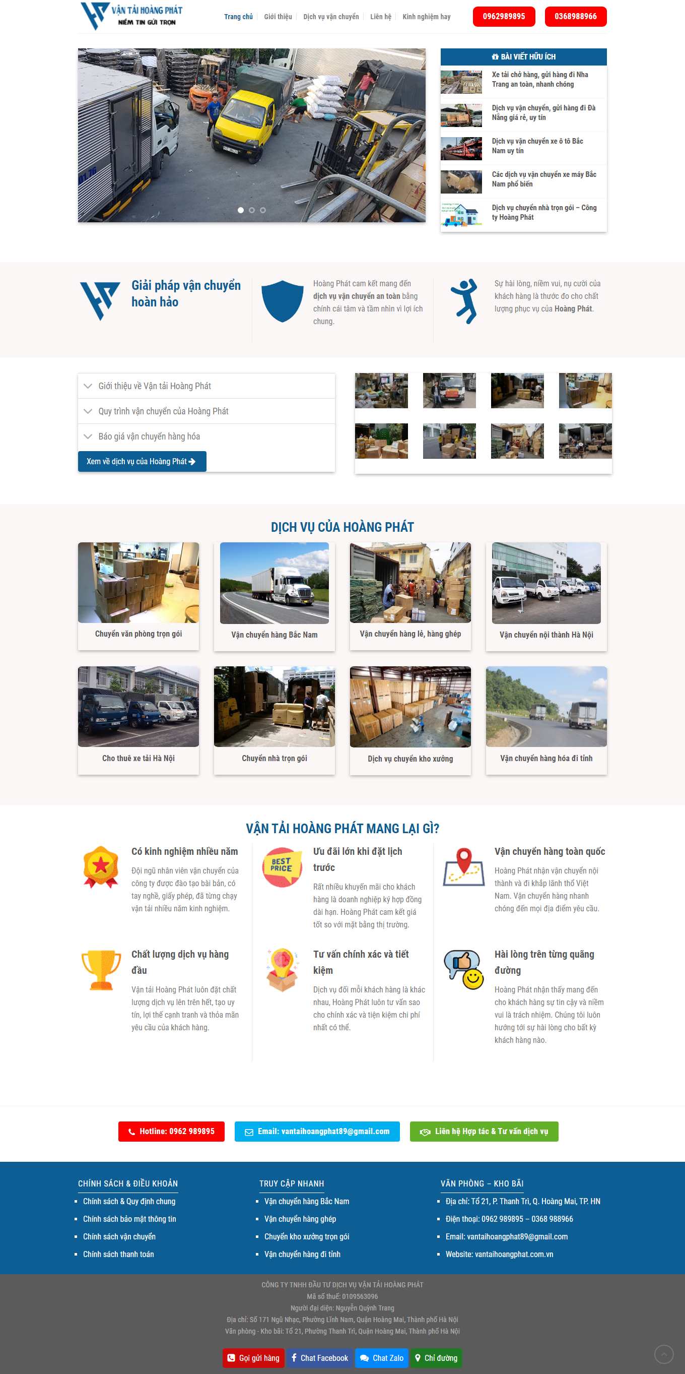 [khochung] Thiết kế Website Web Vận chuyển Kho bãi - vantaihoangphatcomvn