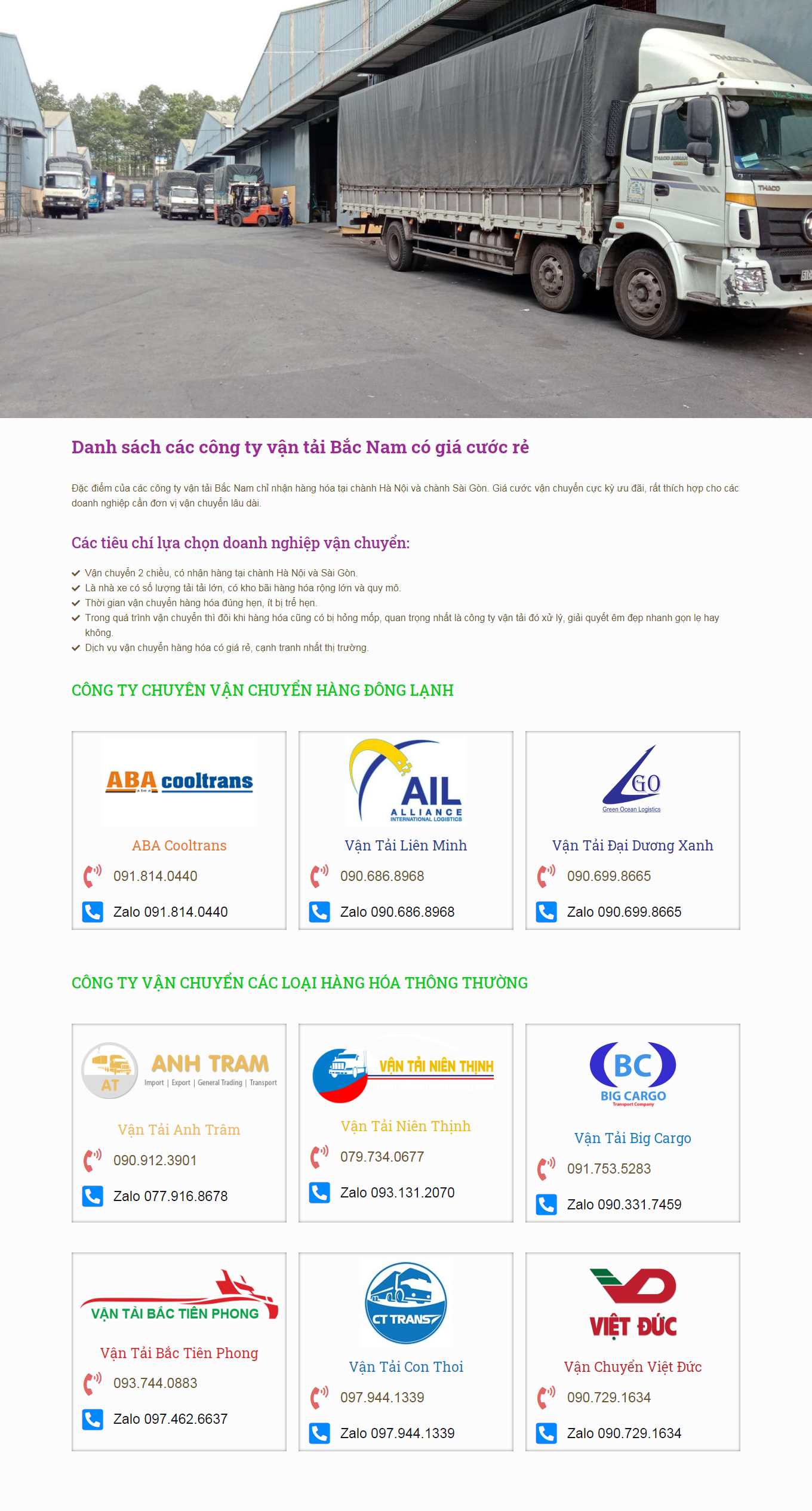 [khochung] Thiết kế Website Web Vận chuyển Kho bãi - dichvuvanchuyen247com