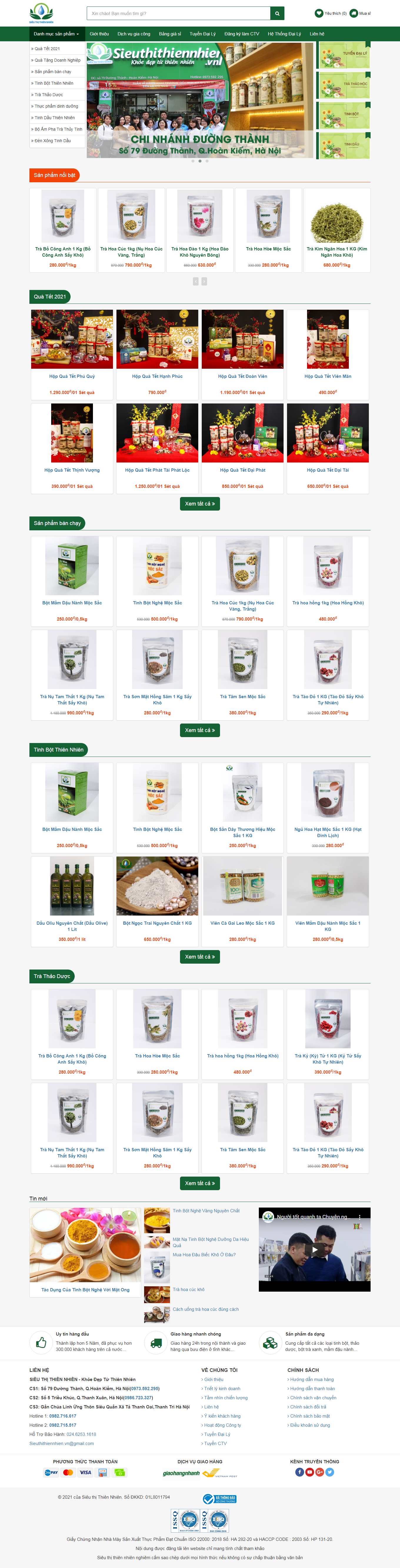 Thiết kế Website Web  Thực phẩm Dinh dưỡng - sieuthithiennhienvn