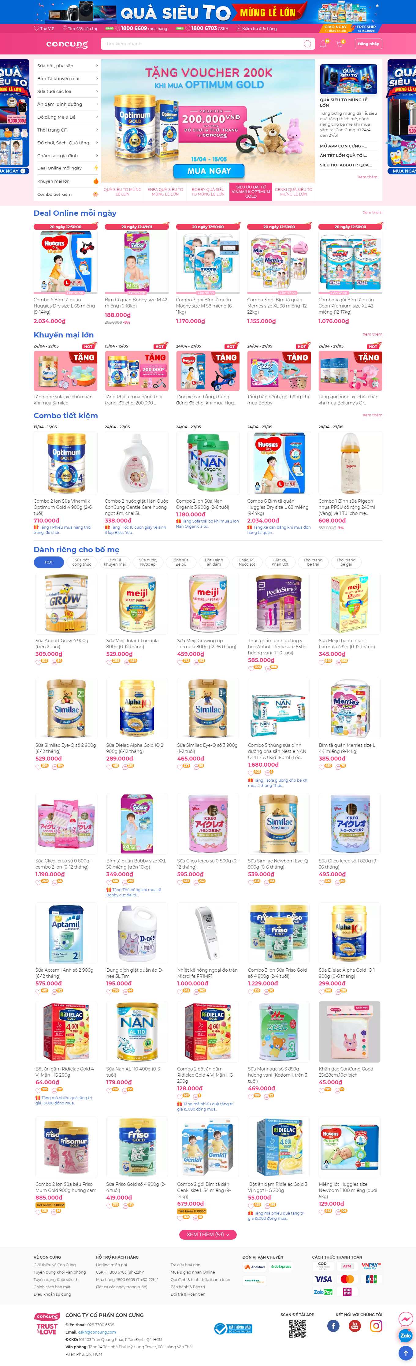 Thiết kế Website Web  Thực phẩm Dinh dưỡng - concungcom