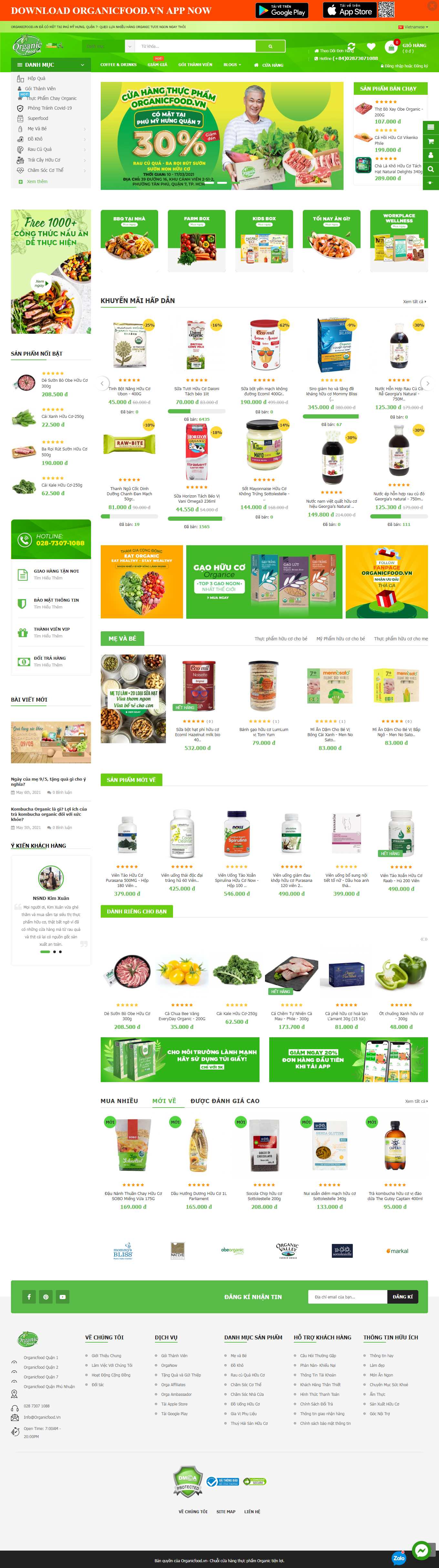 Thiết kế Website Web  Thực phẩm Dinh dưỡng - organicfoodvn