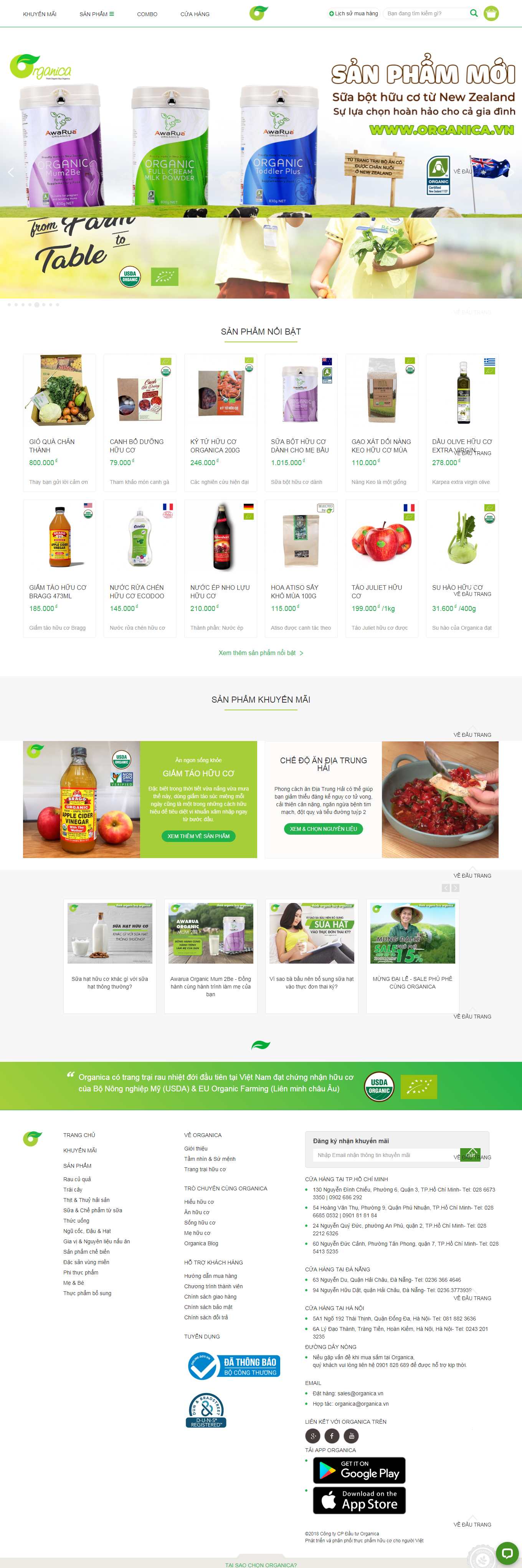 Thiết kế Website Web  Thực phẩm Dinh dưỡng - wwworganicavn