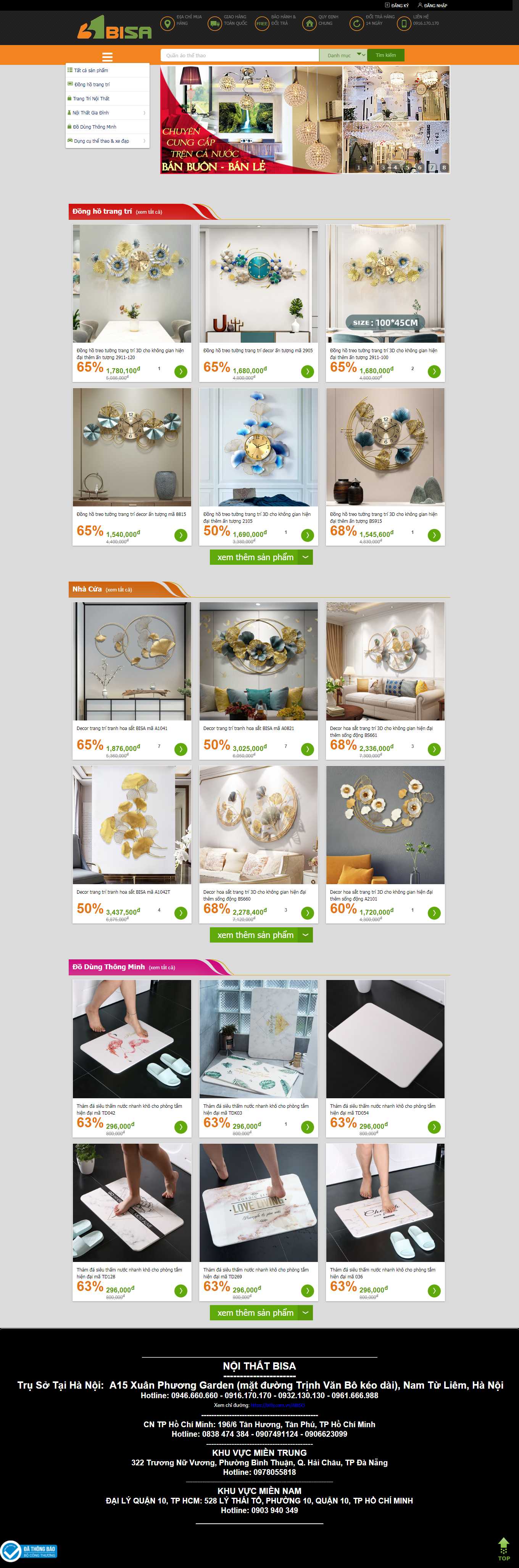 Thiết kế Website Web đồng hồ treo tường - bisavn