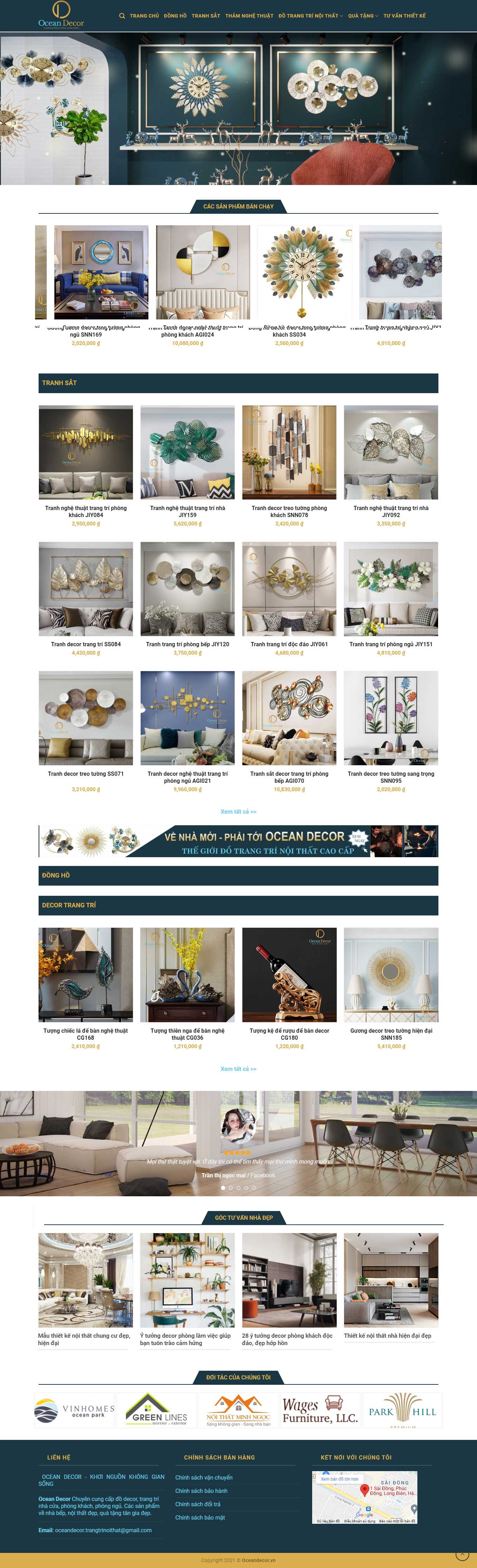 Thiết kế Website Web đồng hồ treo tường - oceandecorvn