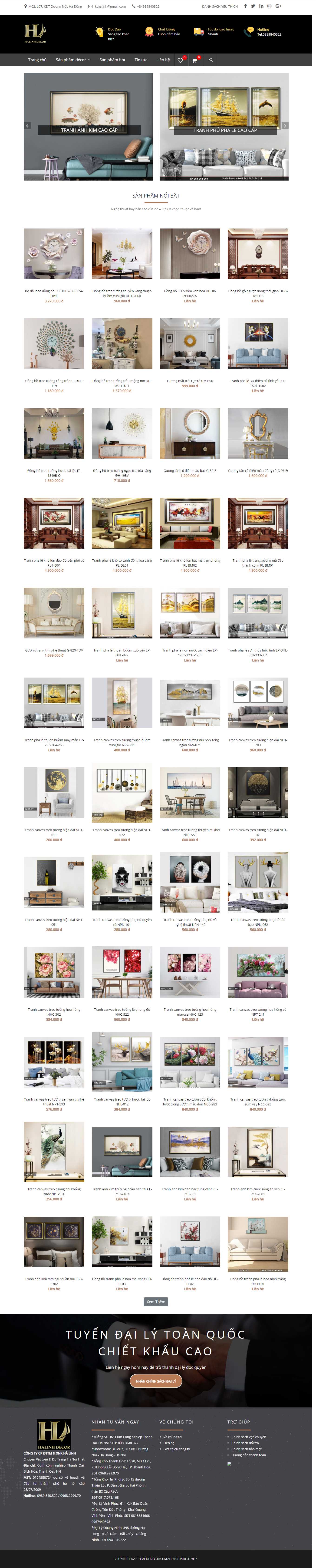 Thiết kế Website Web đồng hồ treo tường - halinhdecorcom