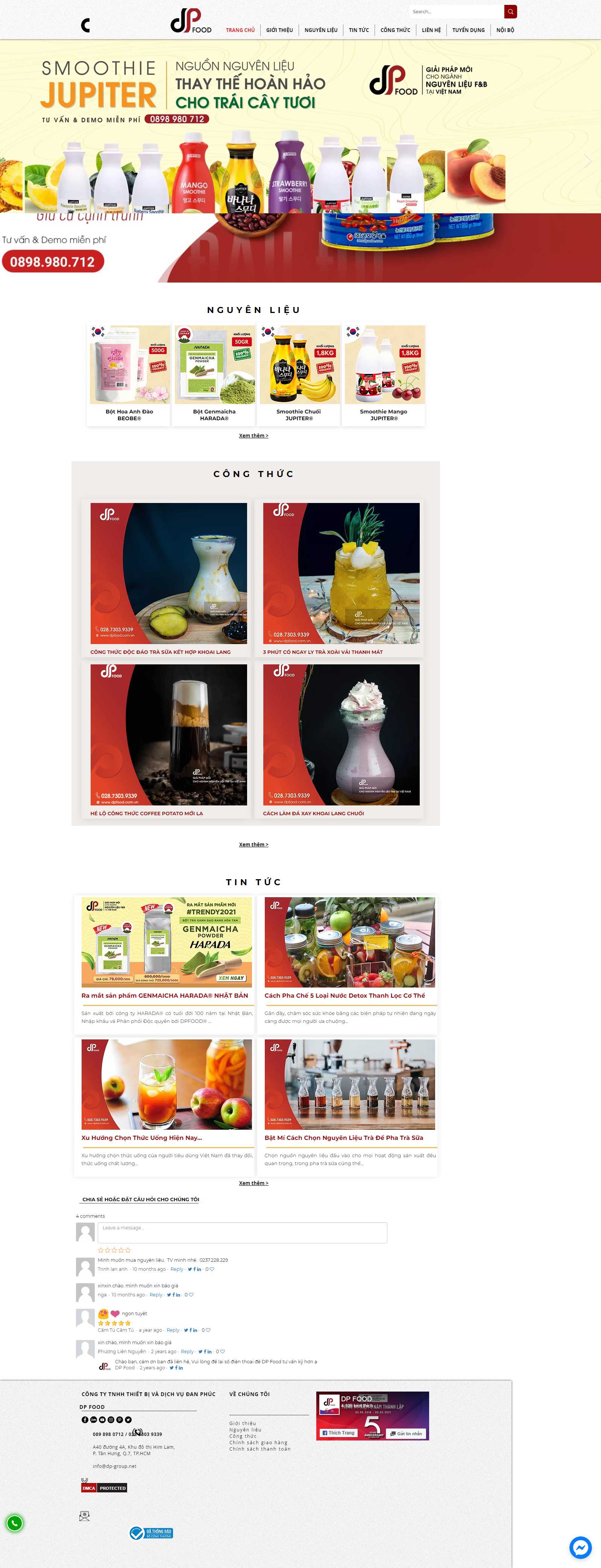 Thiết kế Website Web quán trà sữa - wwwdpfoodcomvn