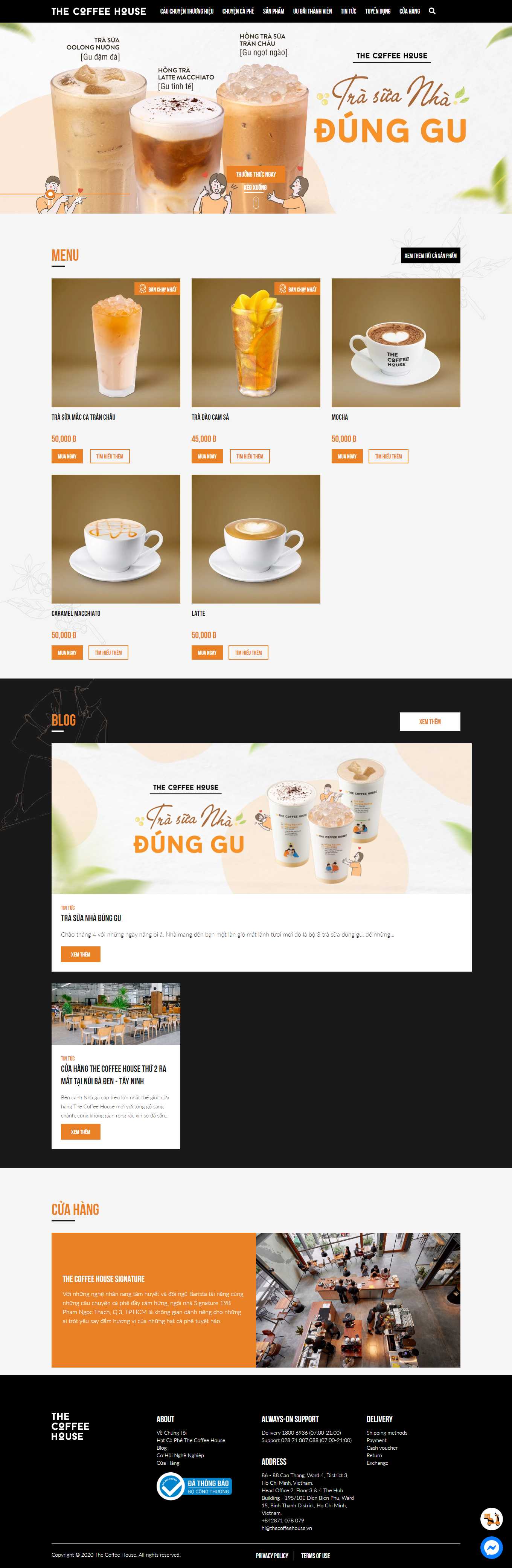 Thiết kế Website Web quán trà sữa - wwwthecoffeehousecom