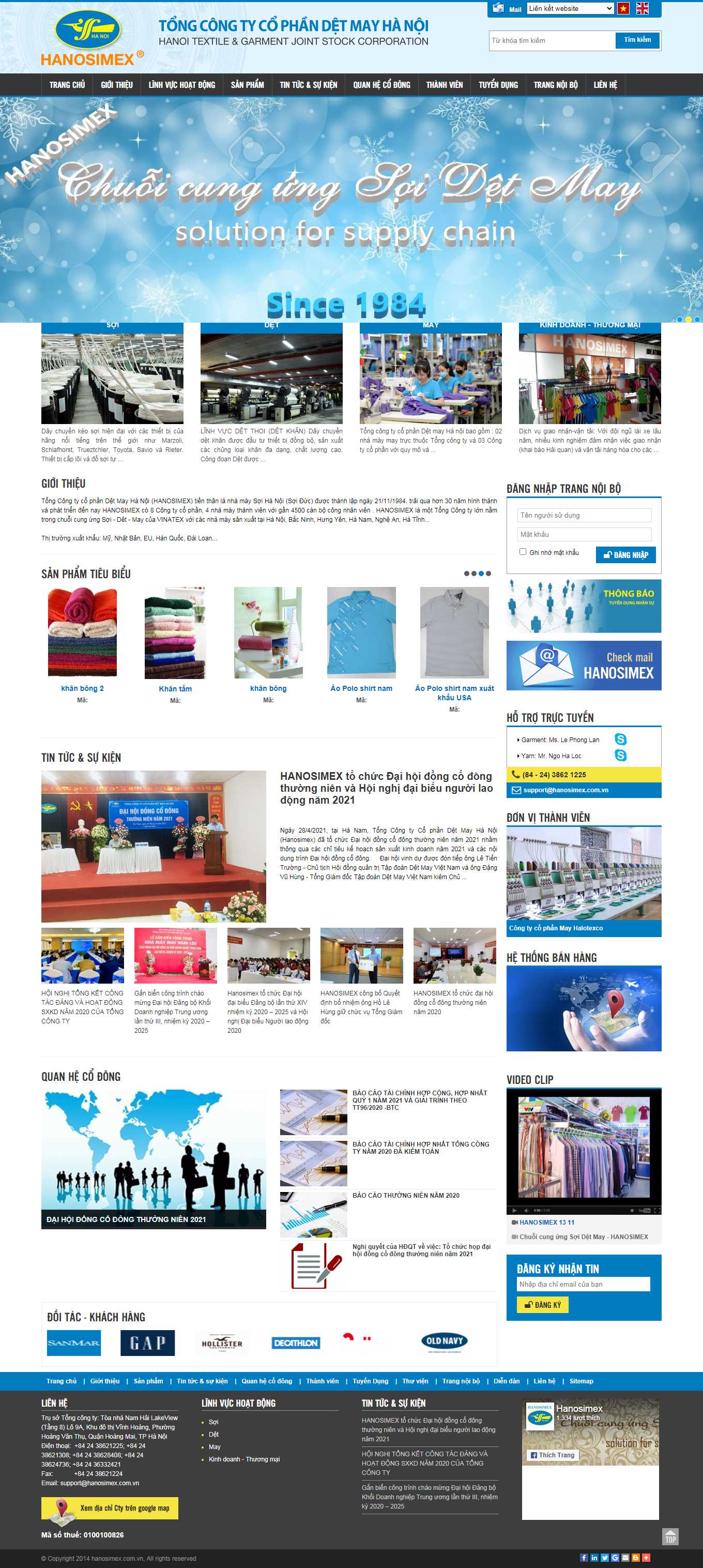 [maythanhhoa] Thiết kế Website Web công ty may - wwwhanosimexcomvn