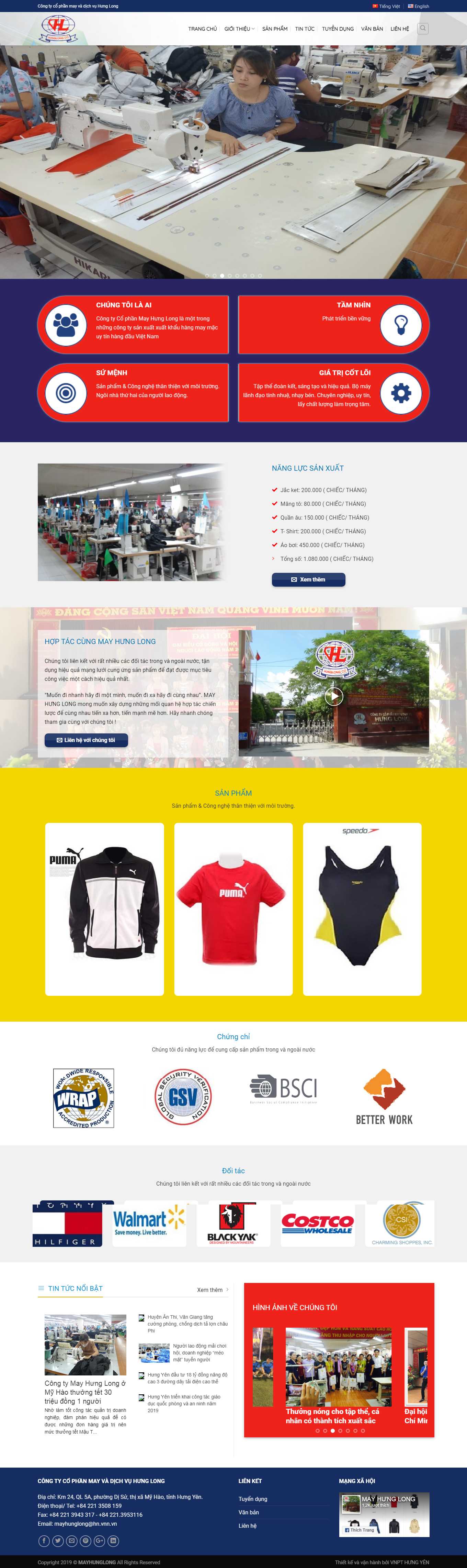 [maythanhhoa] Thiết kế Website Web công ty may - mayhunglongvn