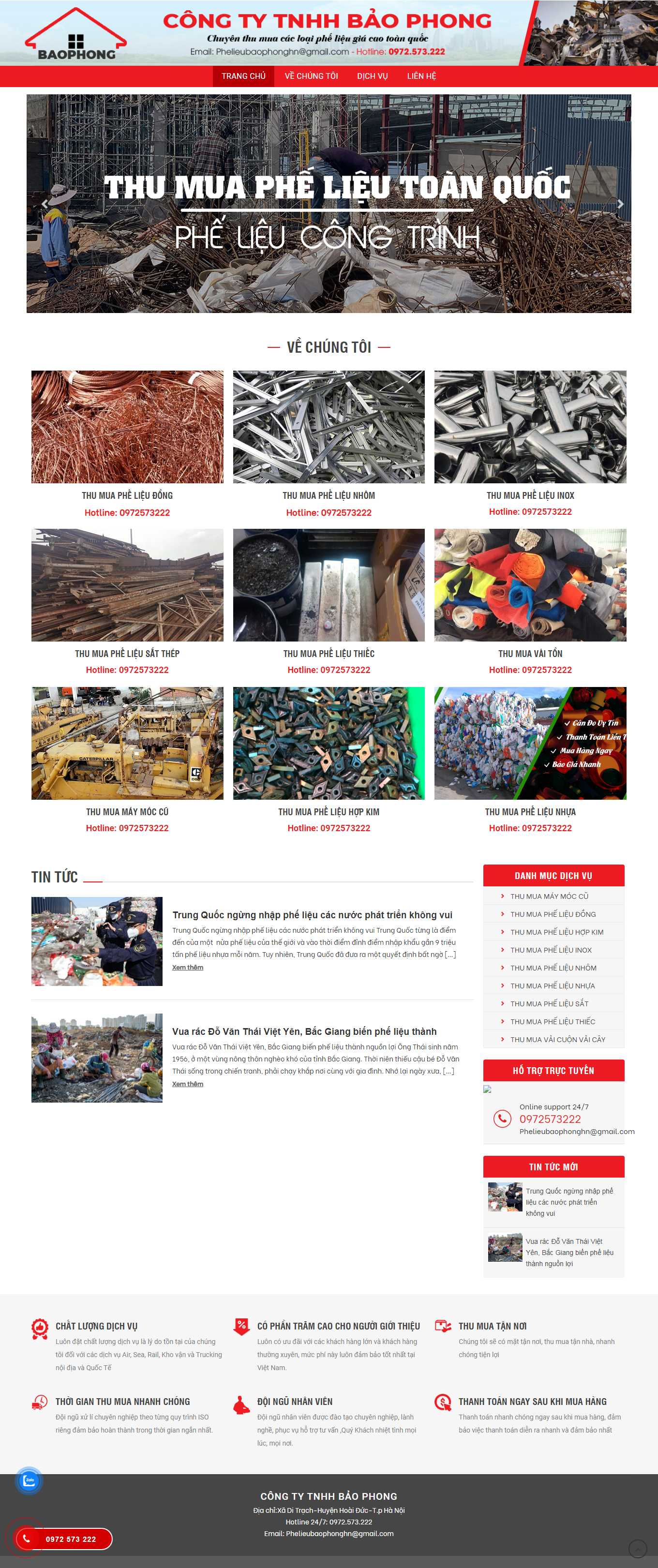 [phelieubaoquy] Thiết kế Website Web mua bán sắt vụn - thumuaphelieubaophongcom
