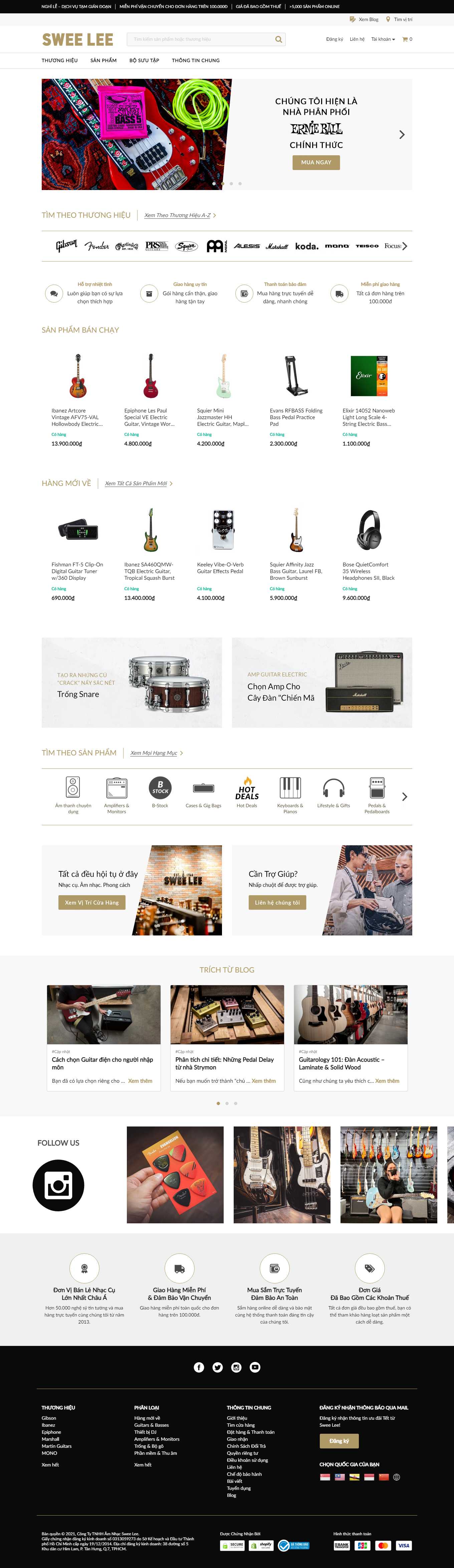 Thiết kế Website Web bán đàn piano, guita, organ - wwwsweeleecomvn