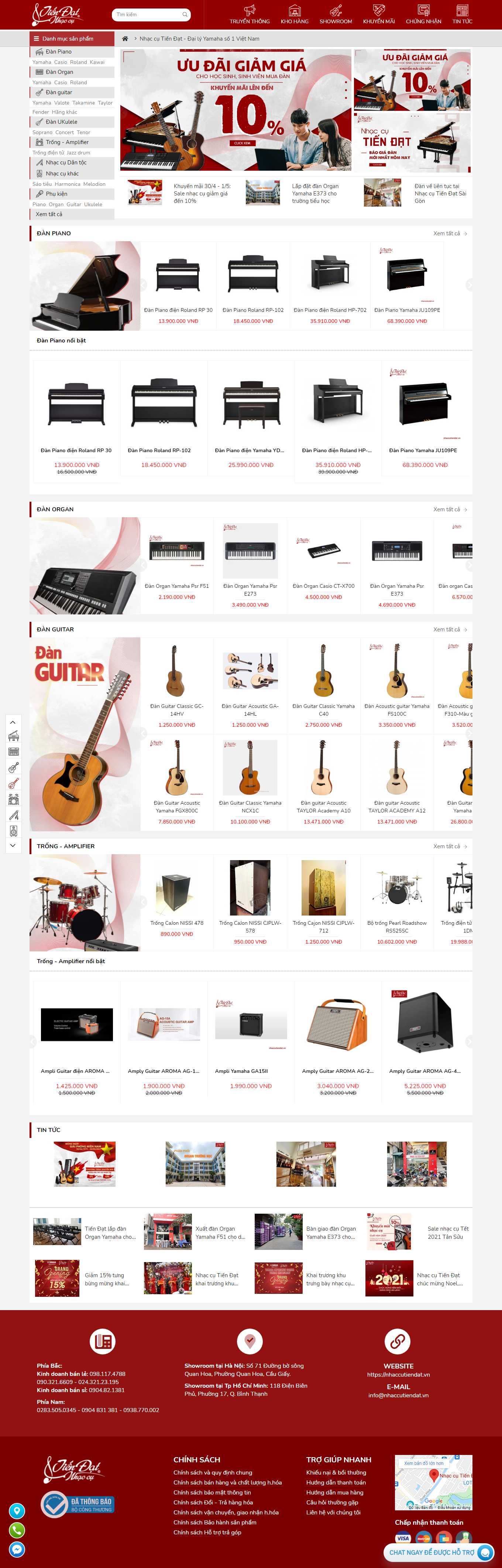 Thiết kế Website Web bán đàn piano, guita, organ - nhaccutiendatvn