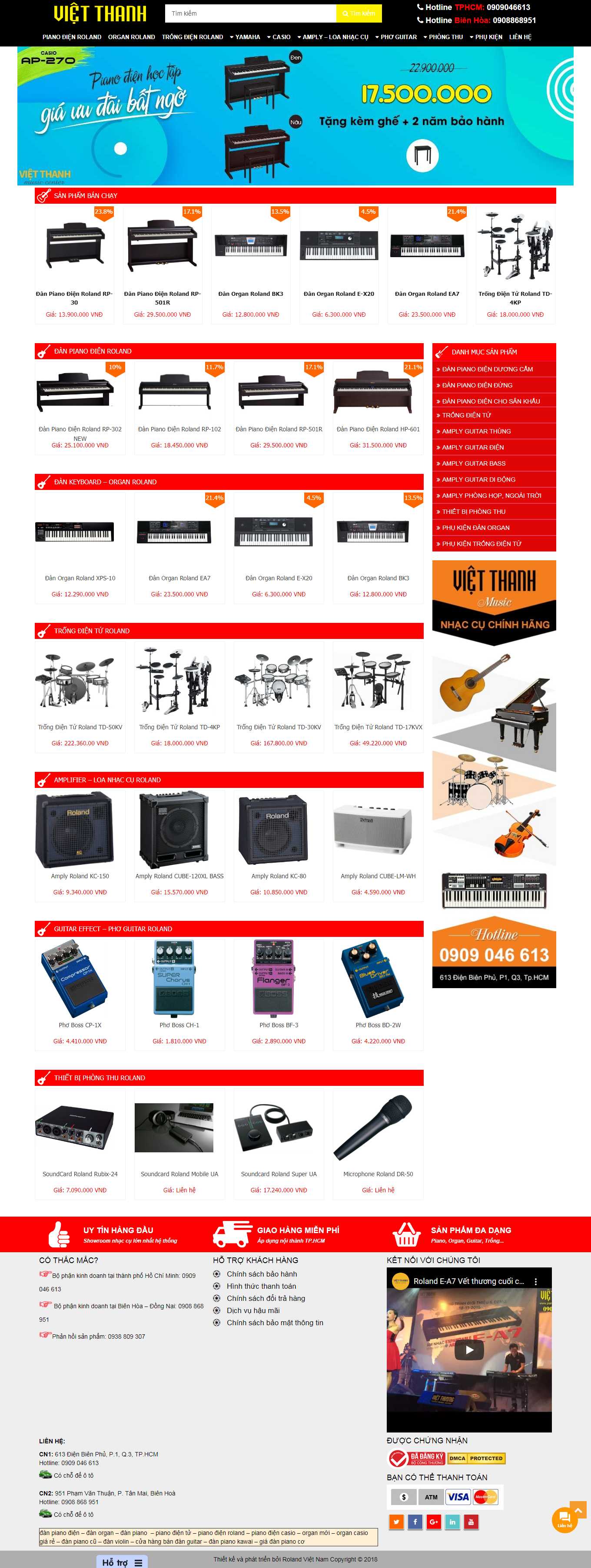 Thiết kế Website Web bán đàn piano, guita, organ - danrolandvn