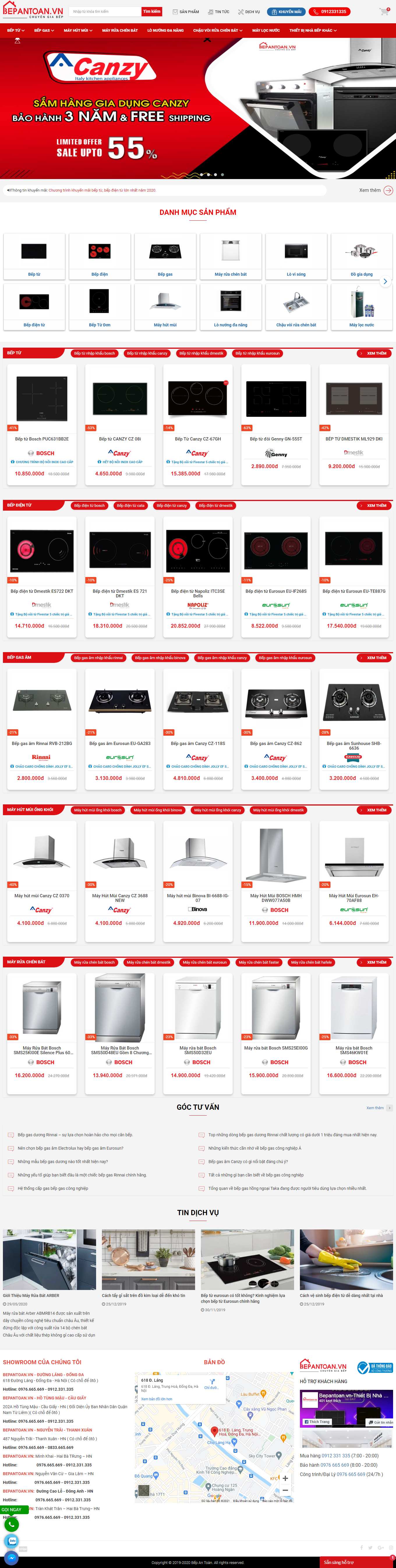 [sieuthibepquangvinh] Thiết kế Website Web bán bếp gas - bepantoanvn