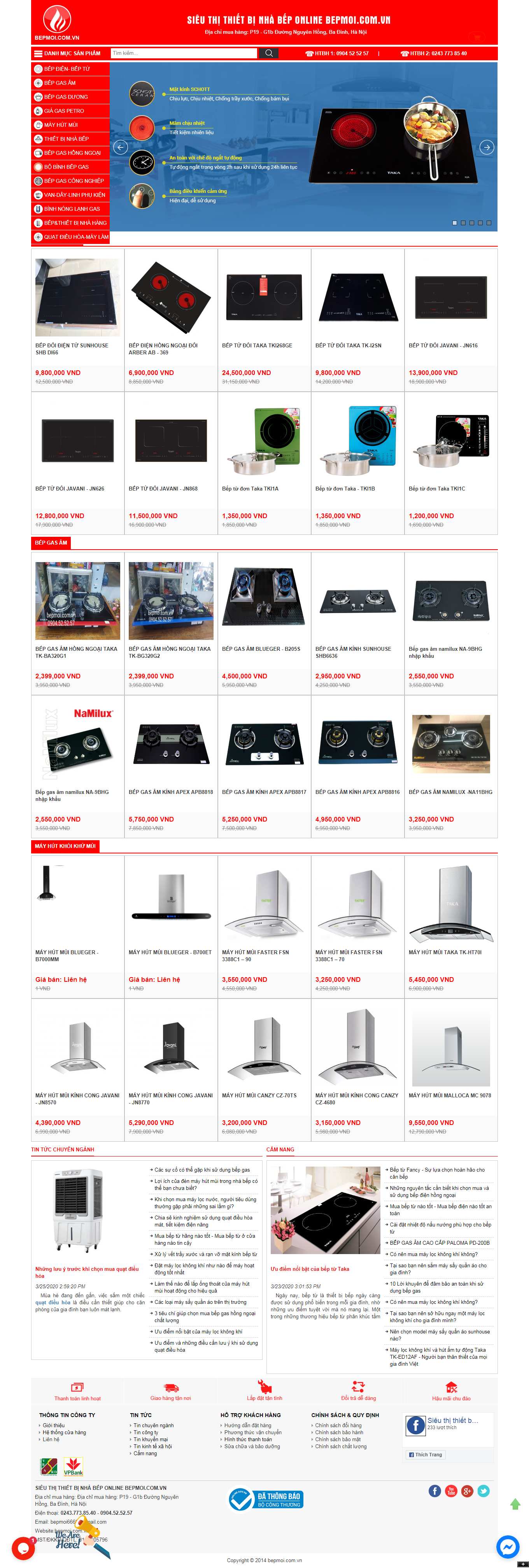 [sieuthibepquangvinh] Thiết kế Website Web bán bếp gas - bepmoicomvn