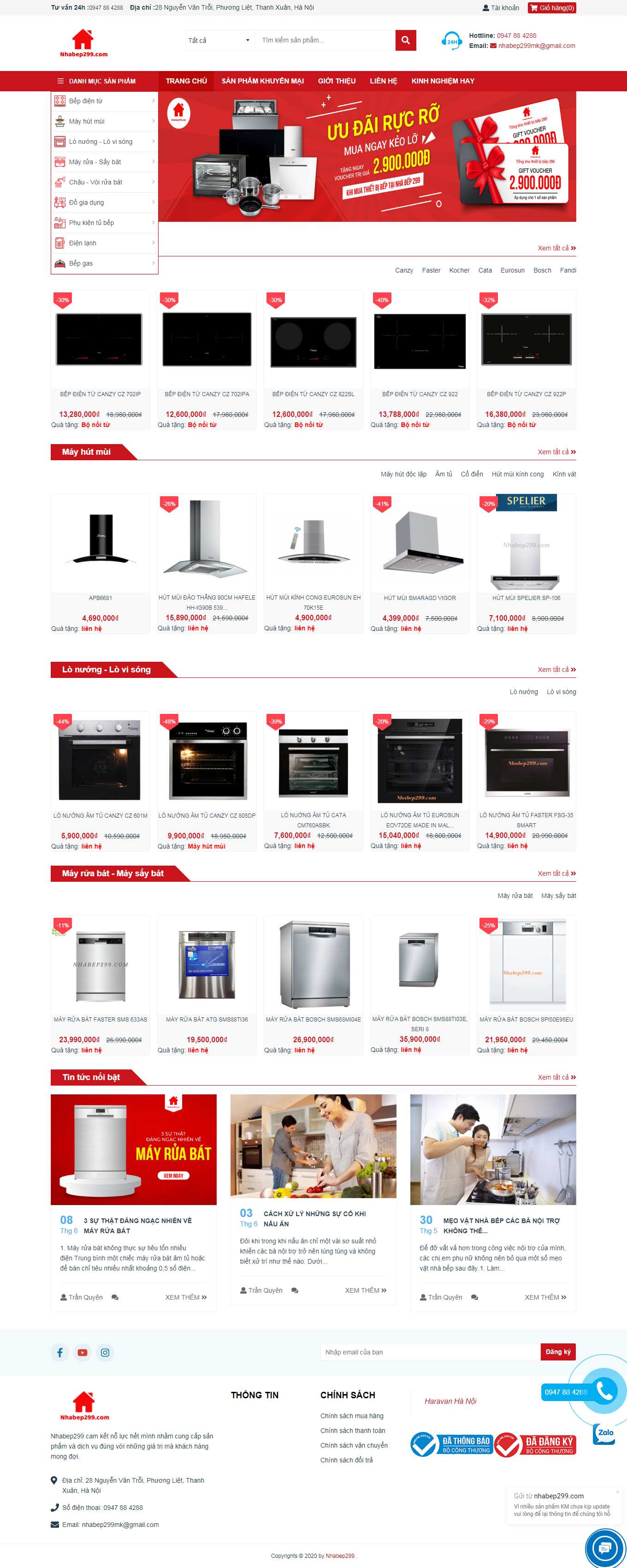 [sieuthibepquangvinh] Thiết kế Website Web bán bếp gas - nhabep299com