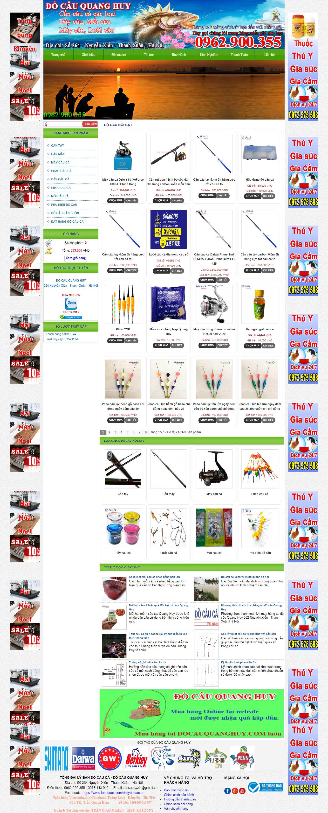 [hoabancamp] Thiết kế Website Web bán đồ câu cá - docauquanghuycom