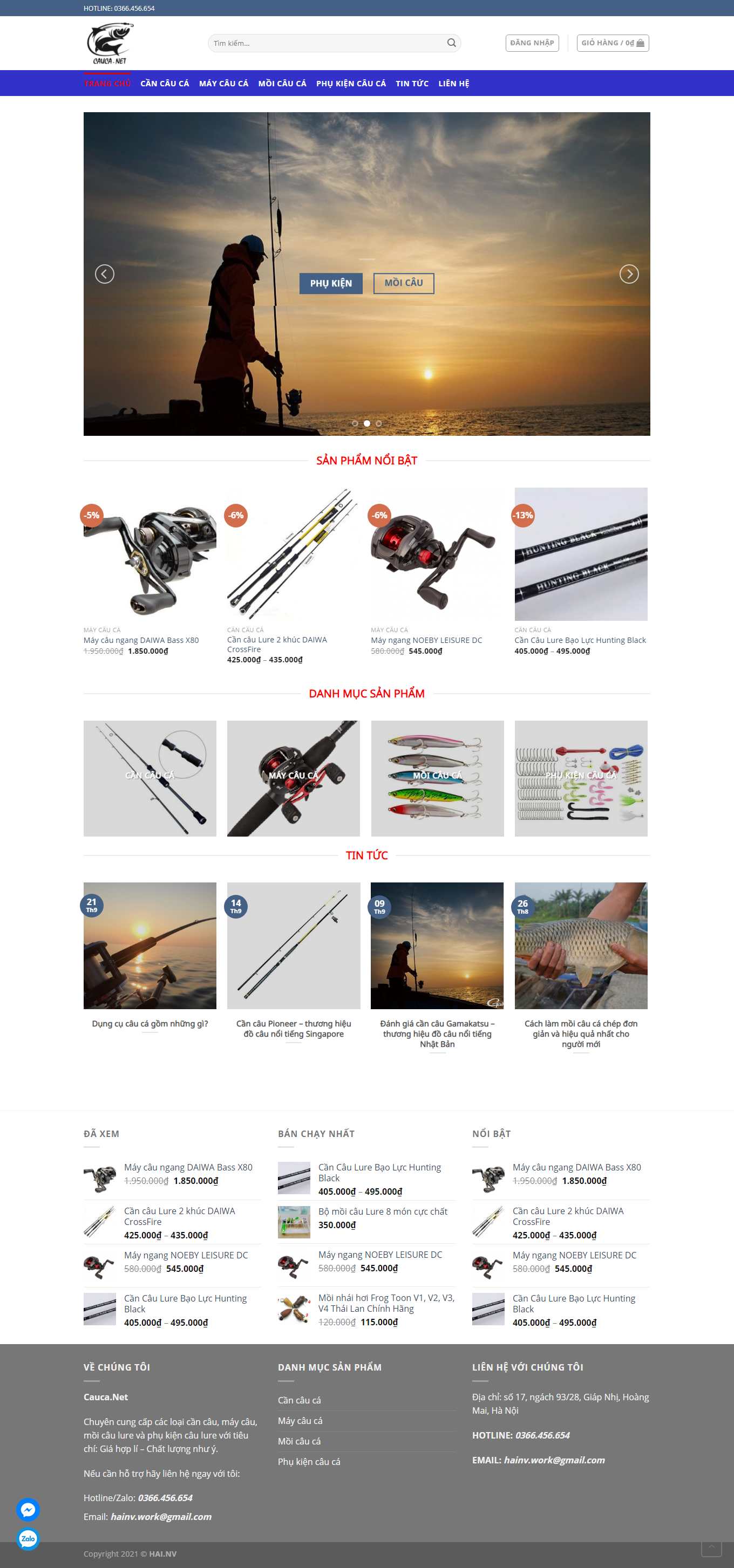 [hoabancamp] Thiết kế Website Web bán đồ câu cá - caucanet