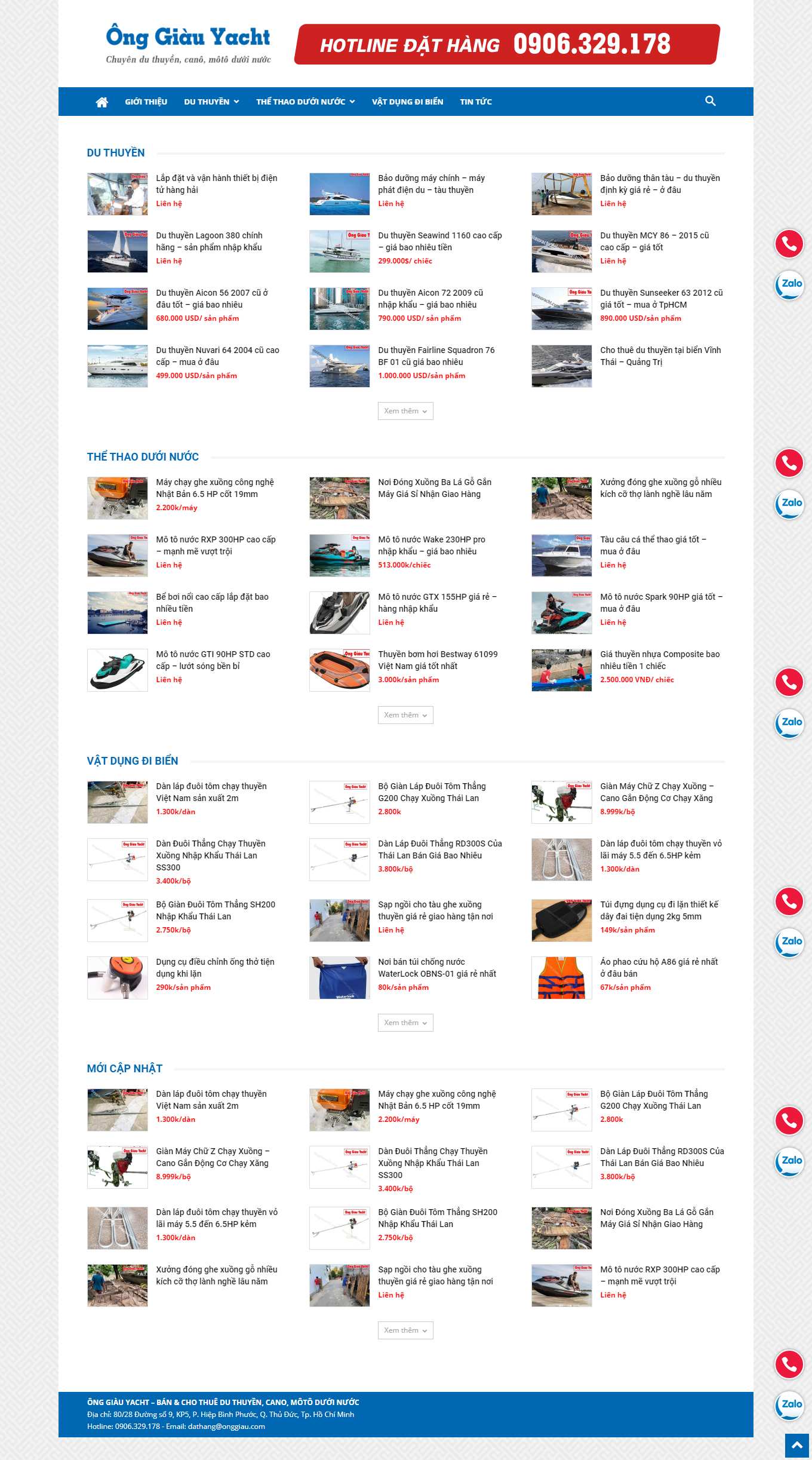 [vimarine] Thiết kế Website Web bán du thuyền cano - onggiauyachtcom